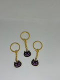 Purple Skull Cat Pumpkin Keychain