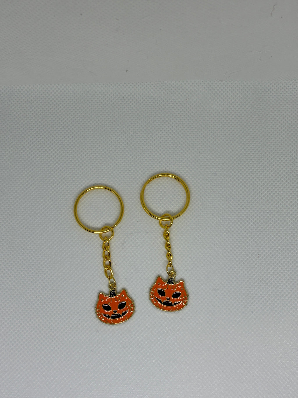 Orange Cat Skull Pumpkin Keychain