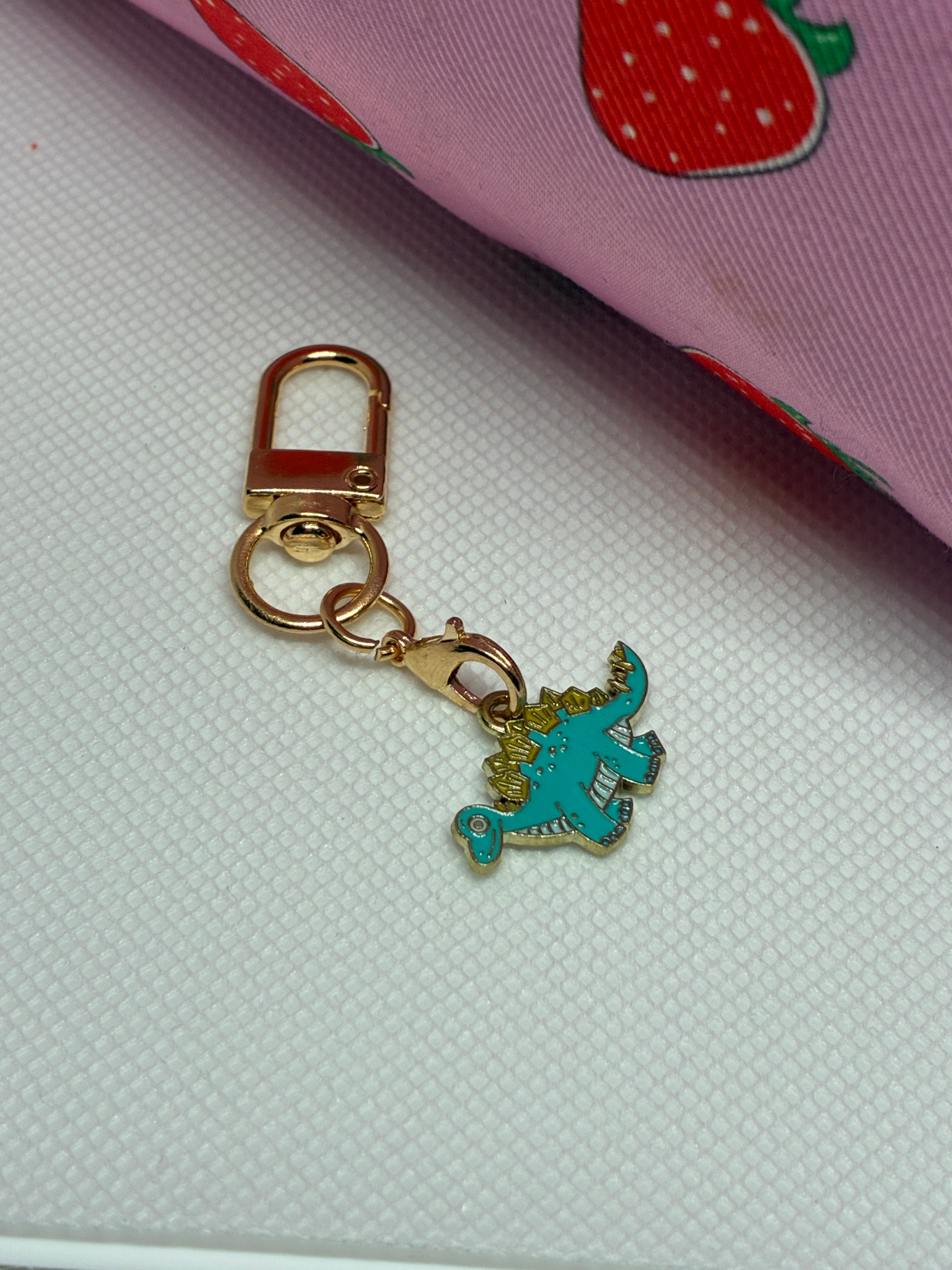 Teal Dinosaur Keychain
