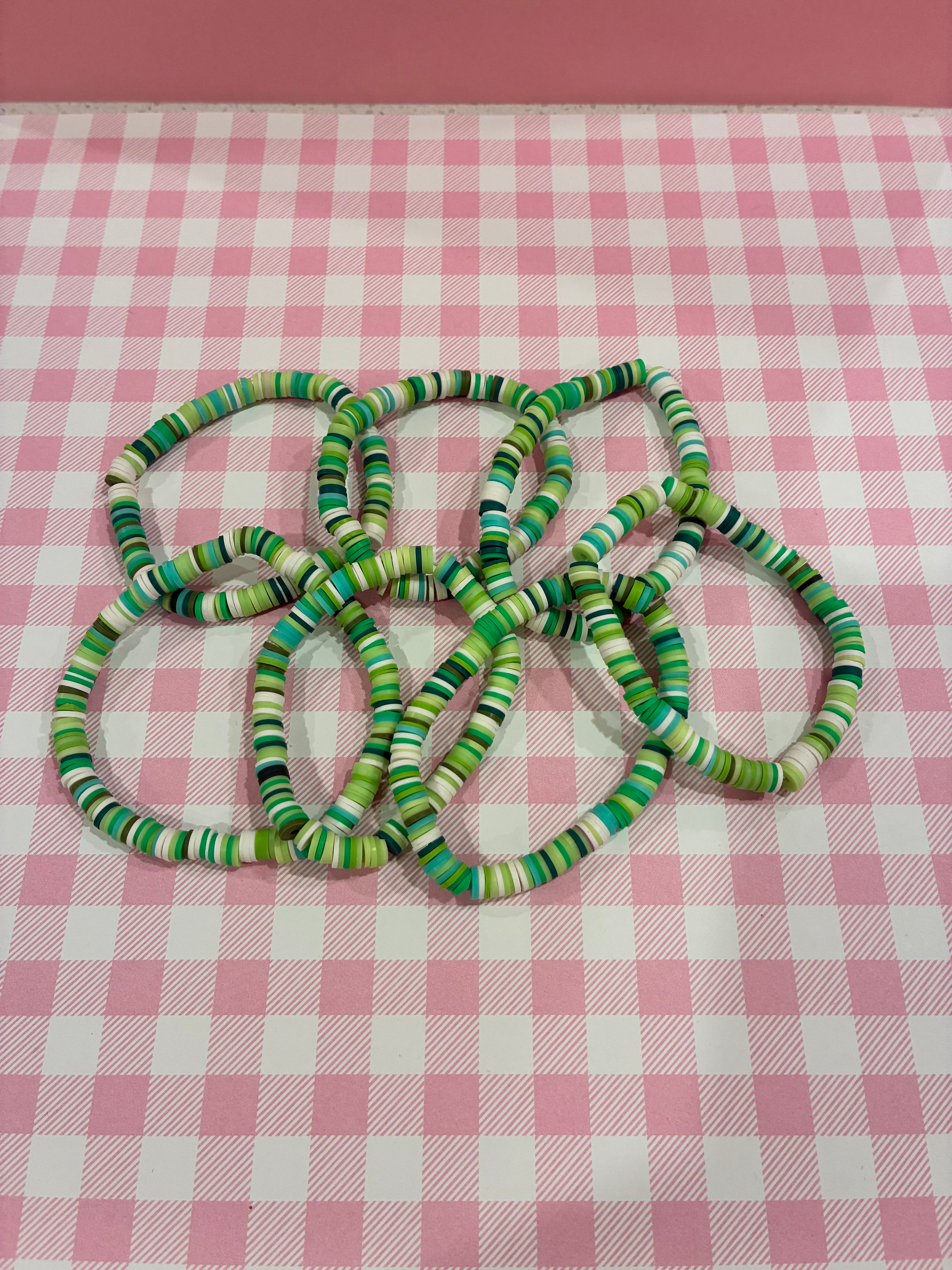 Green Clay Bead Bracelet