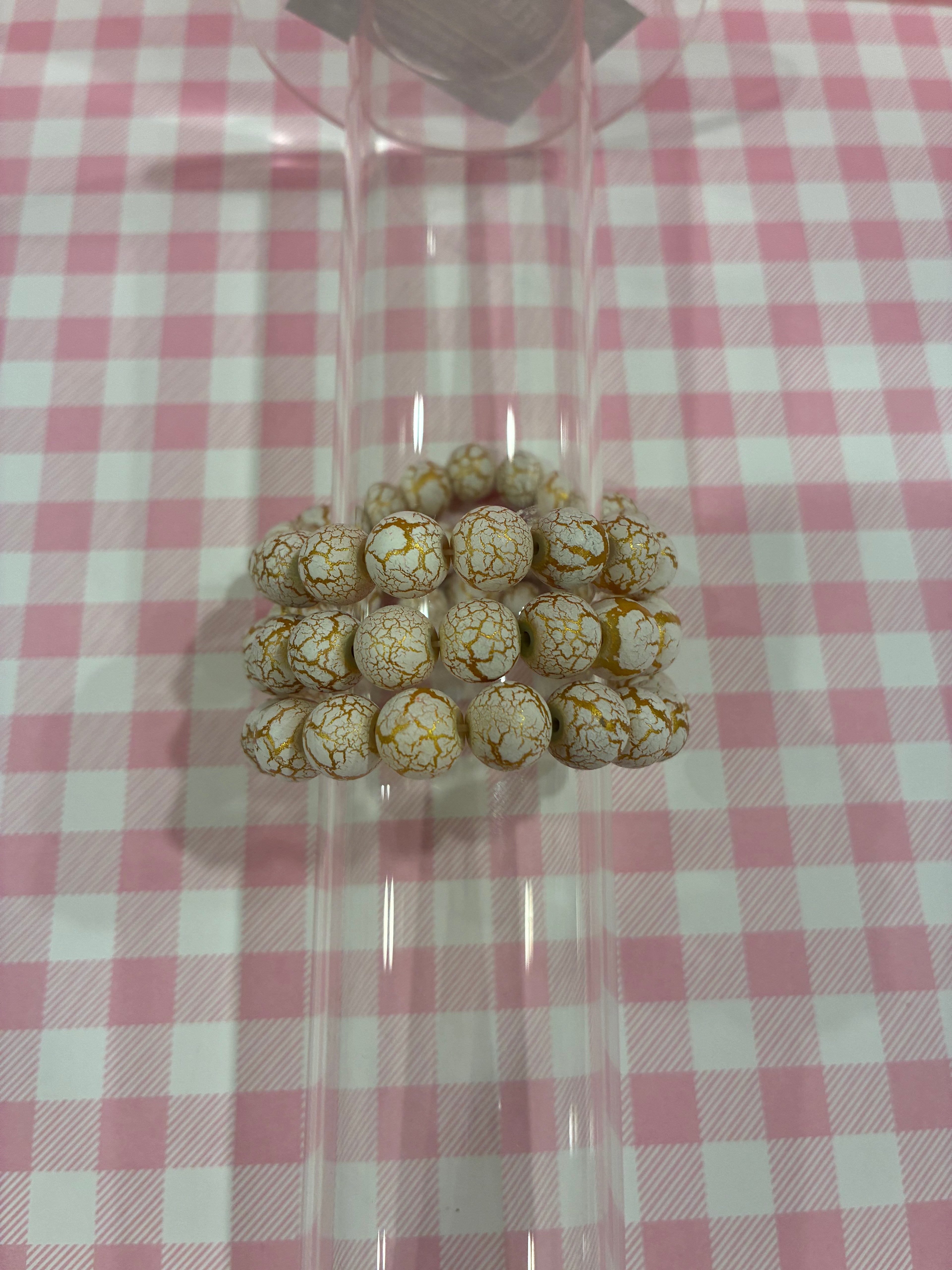White & Gold Marble Beaded Bracelet