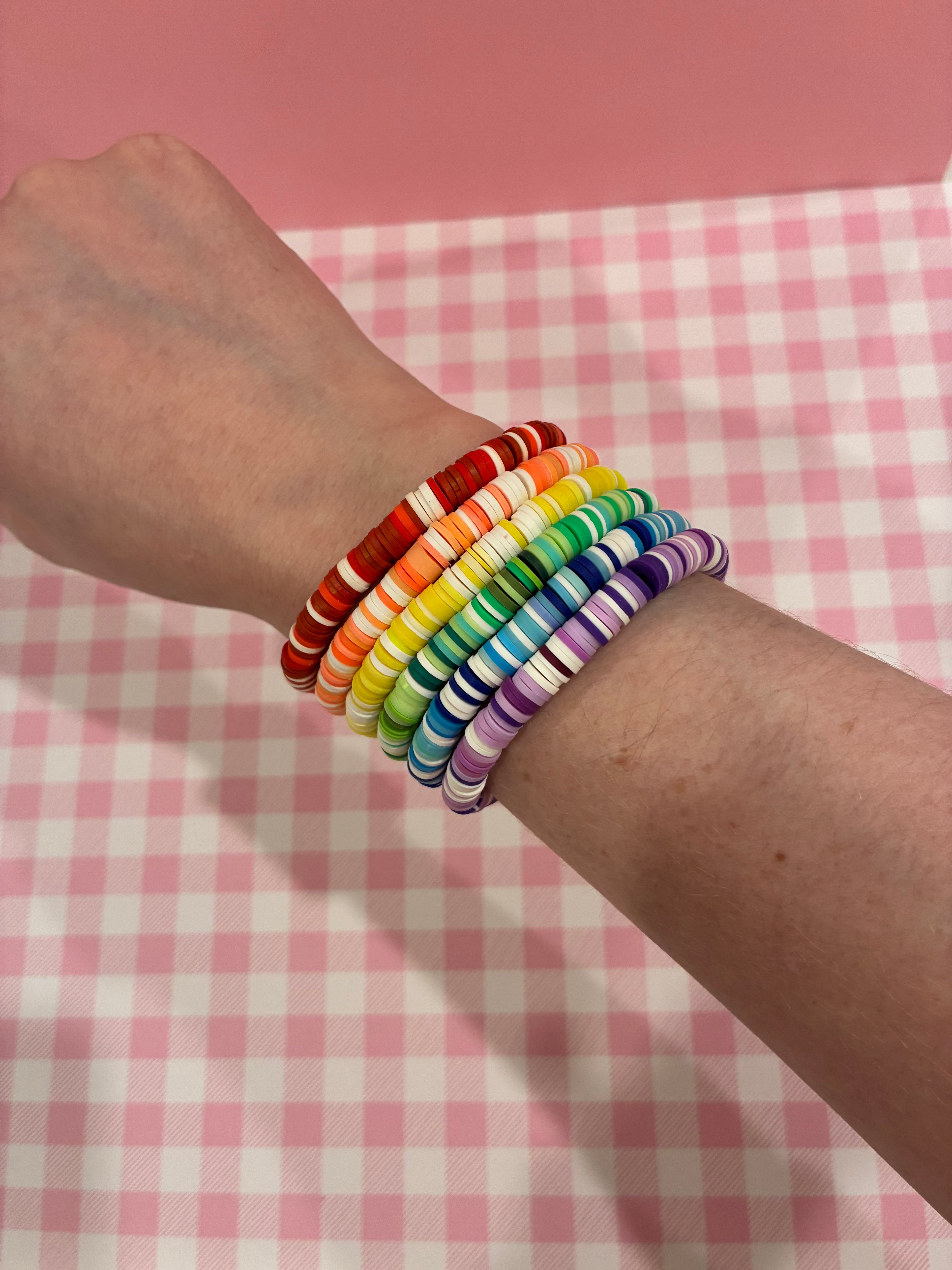 Rainbow Clay Bead Bracelet Set