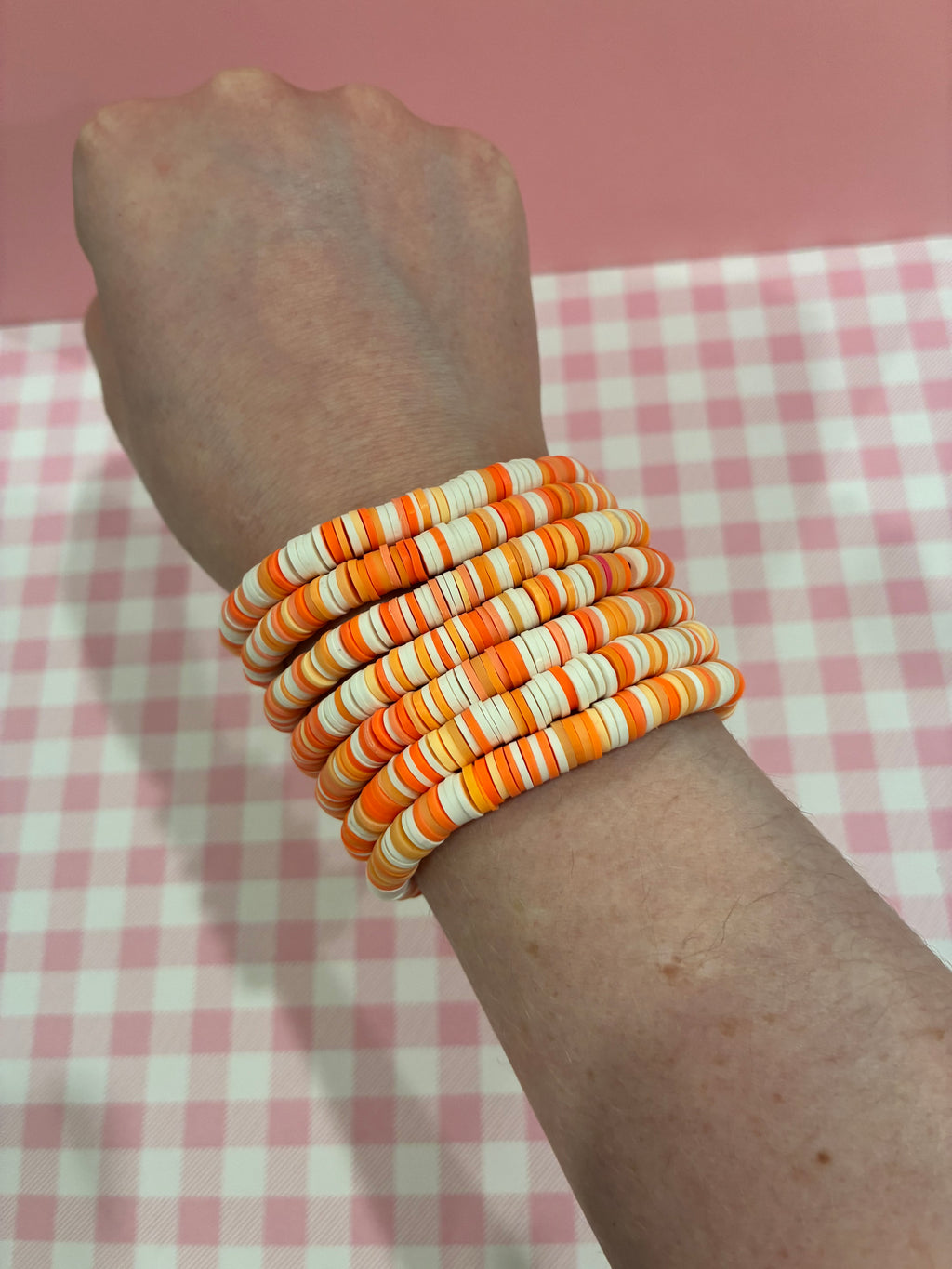 Orange Clay Bead Bracelet