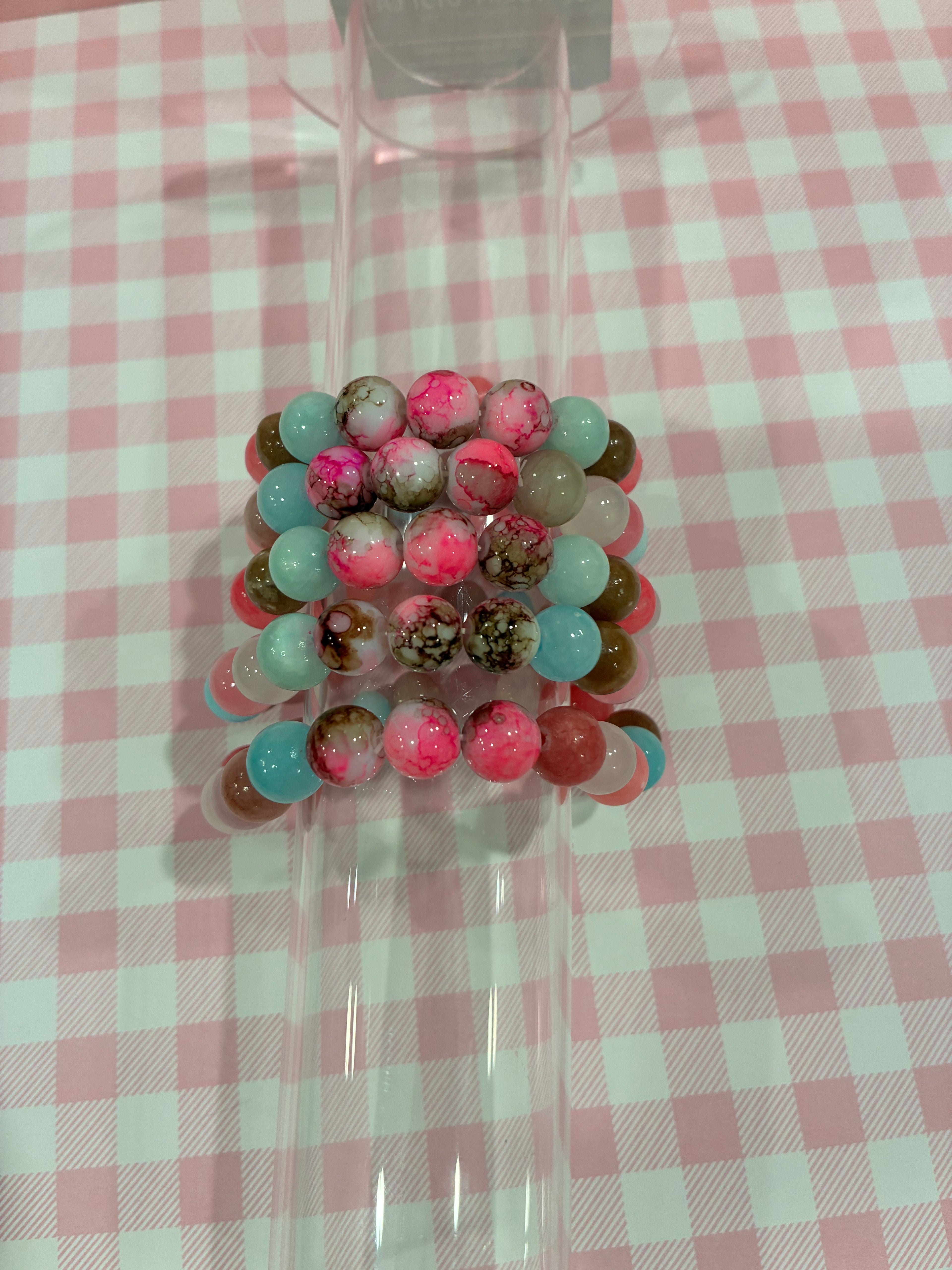 Neapolitan Dyed Jade Beaded Bracelet