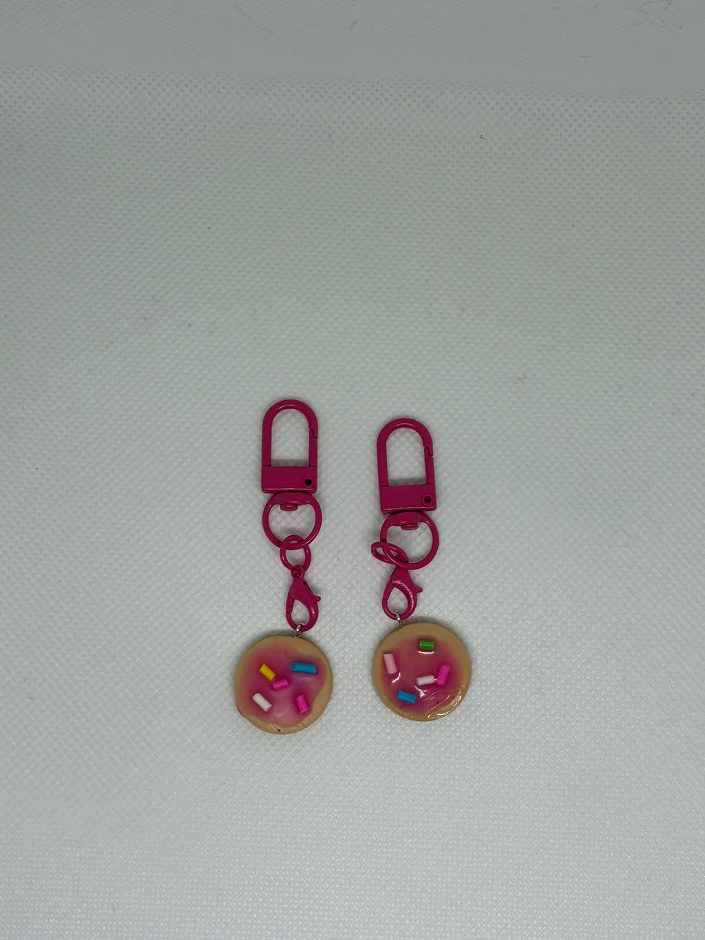 Pink Clay Cookie Keychain