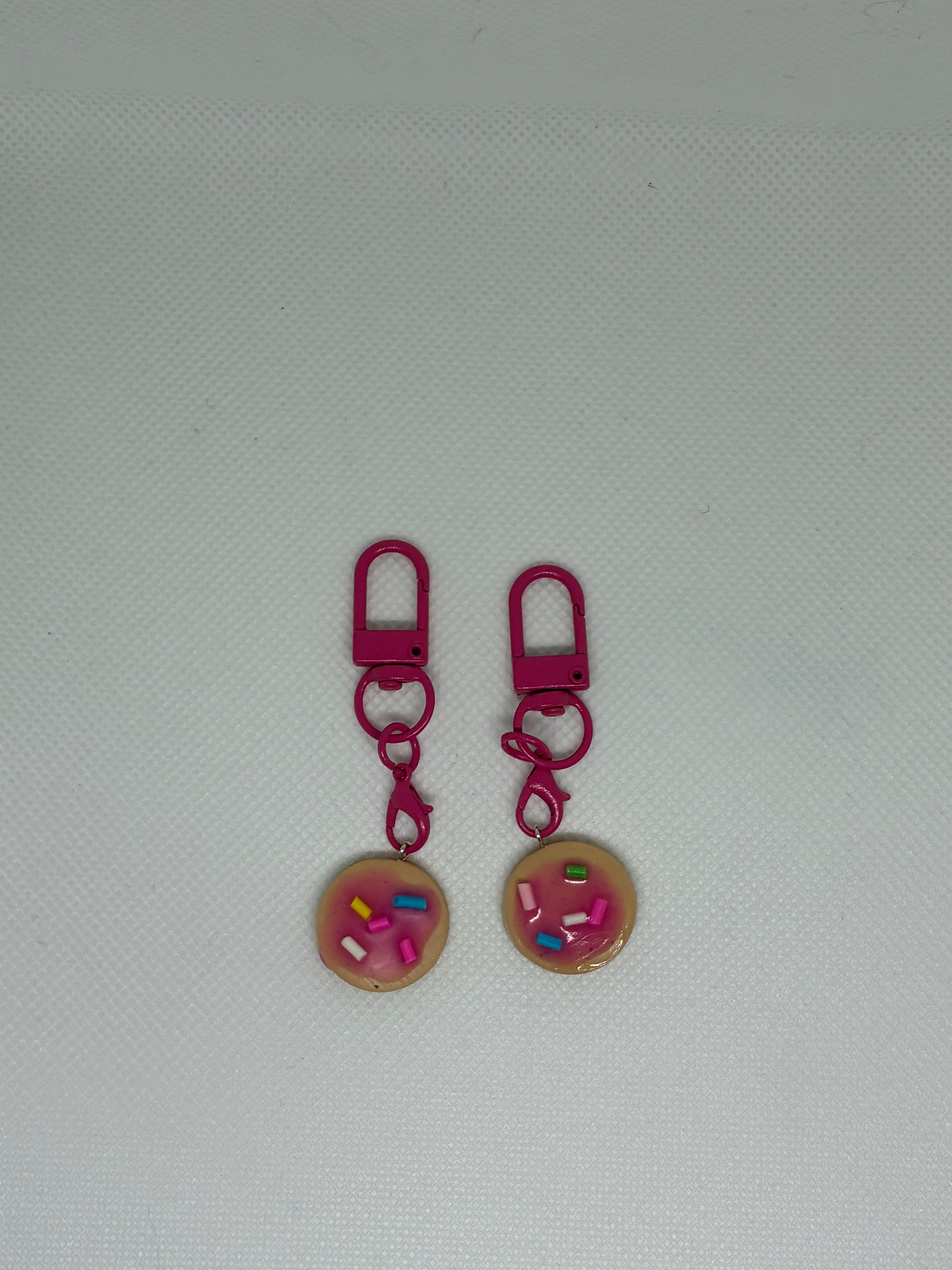 Pink Clay Cookie Keychain