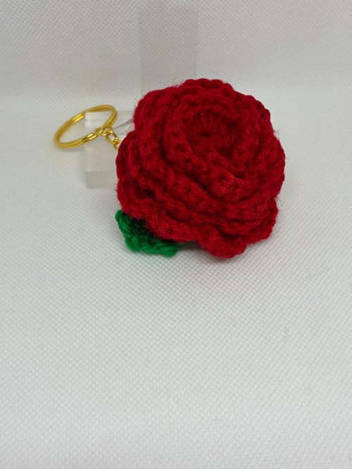 Crochet Rose Keychain