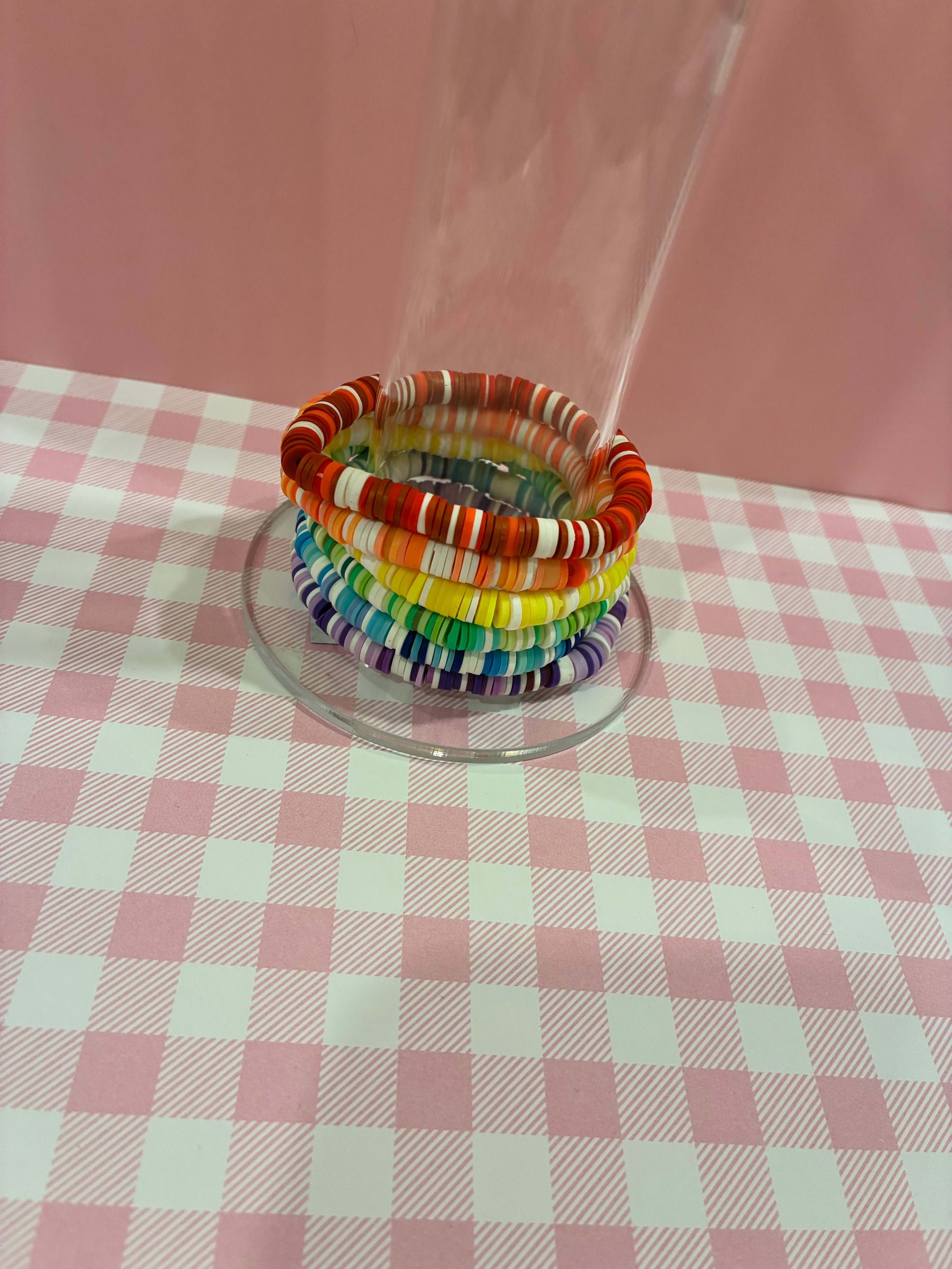 Rainbow Clay Bead Bracelet Set