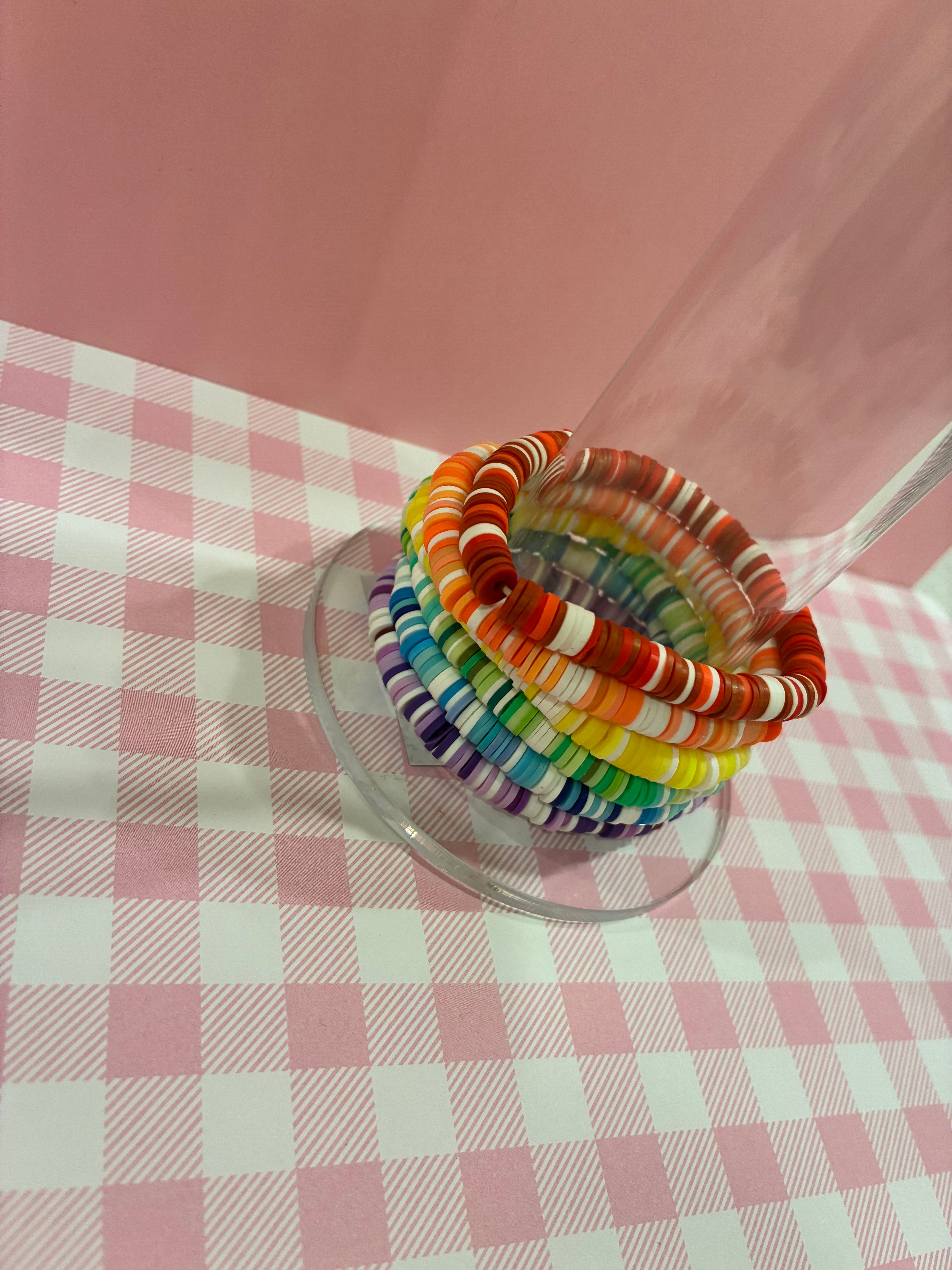 Rainbow Clay Bead Bracelet Set