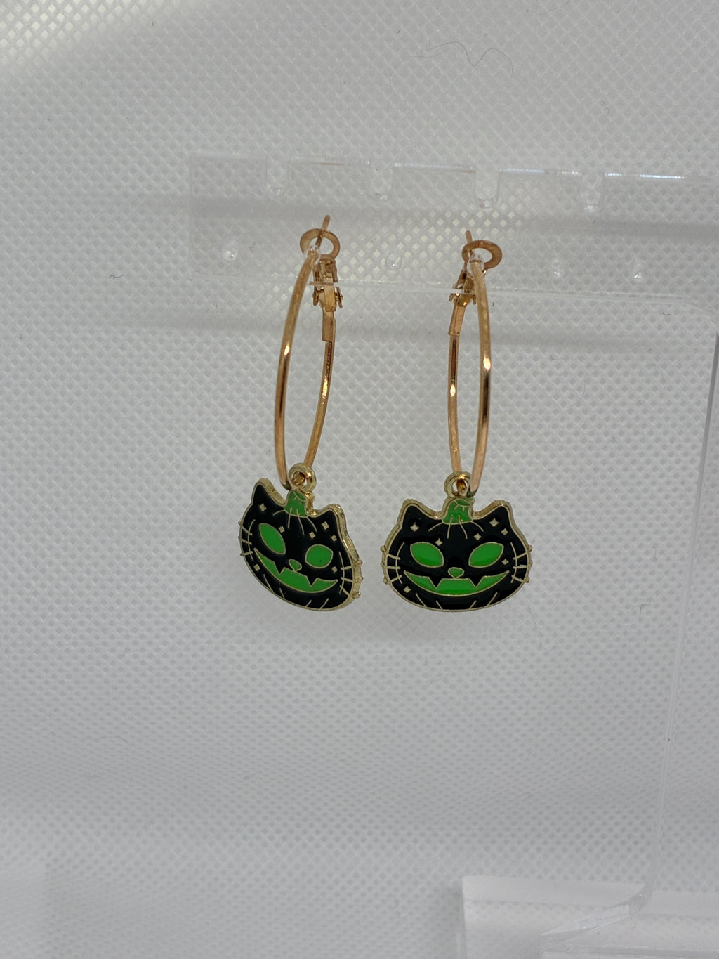 Green Skull Pumpkin Cat Hoops