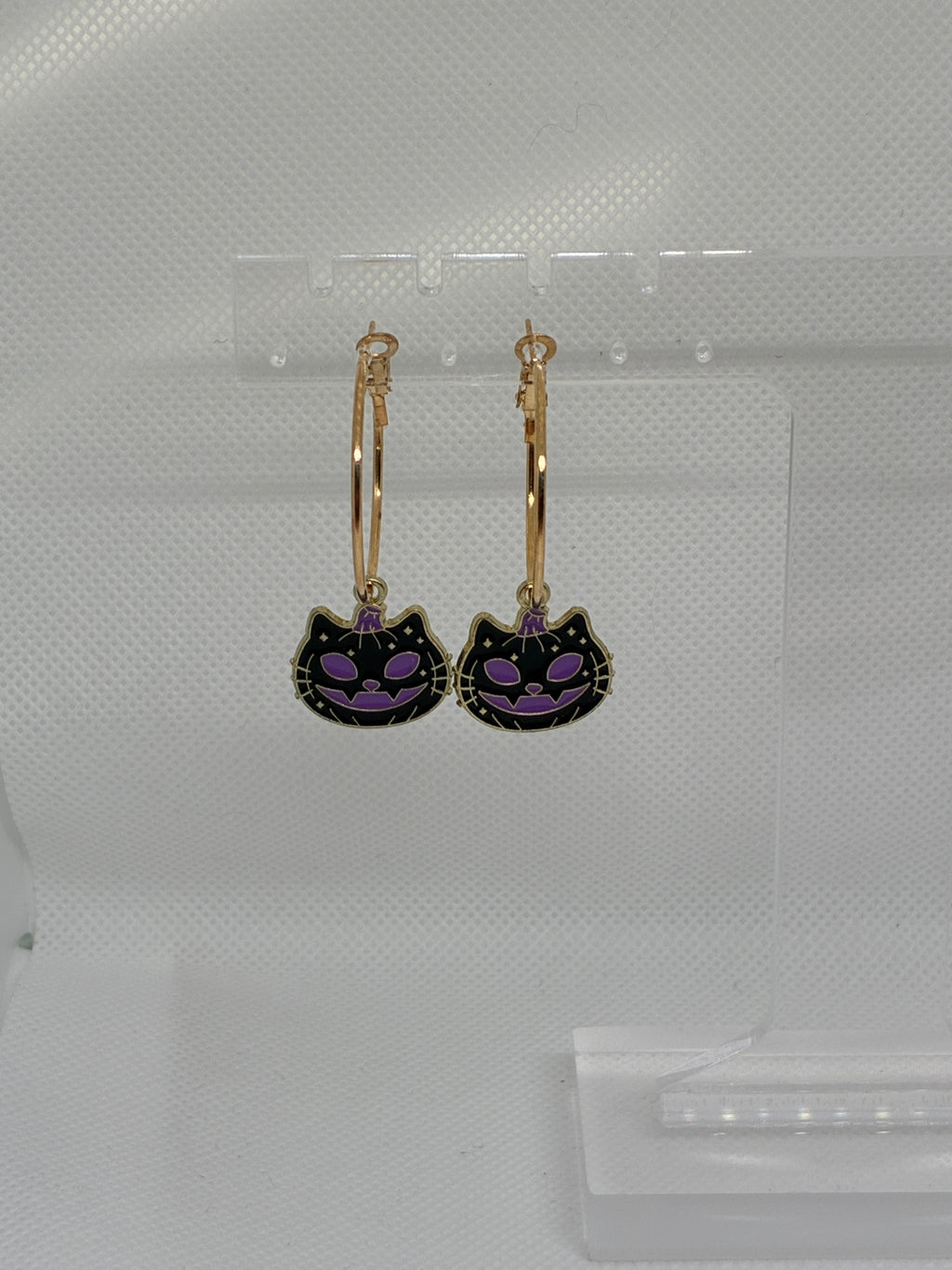 Purple Skeleton Pumpkin Cat Hoops