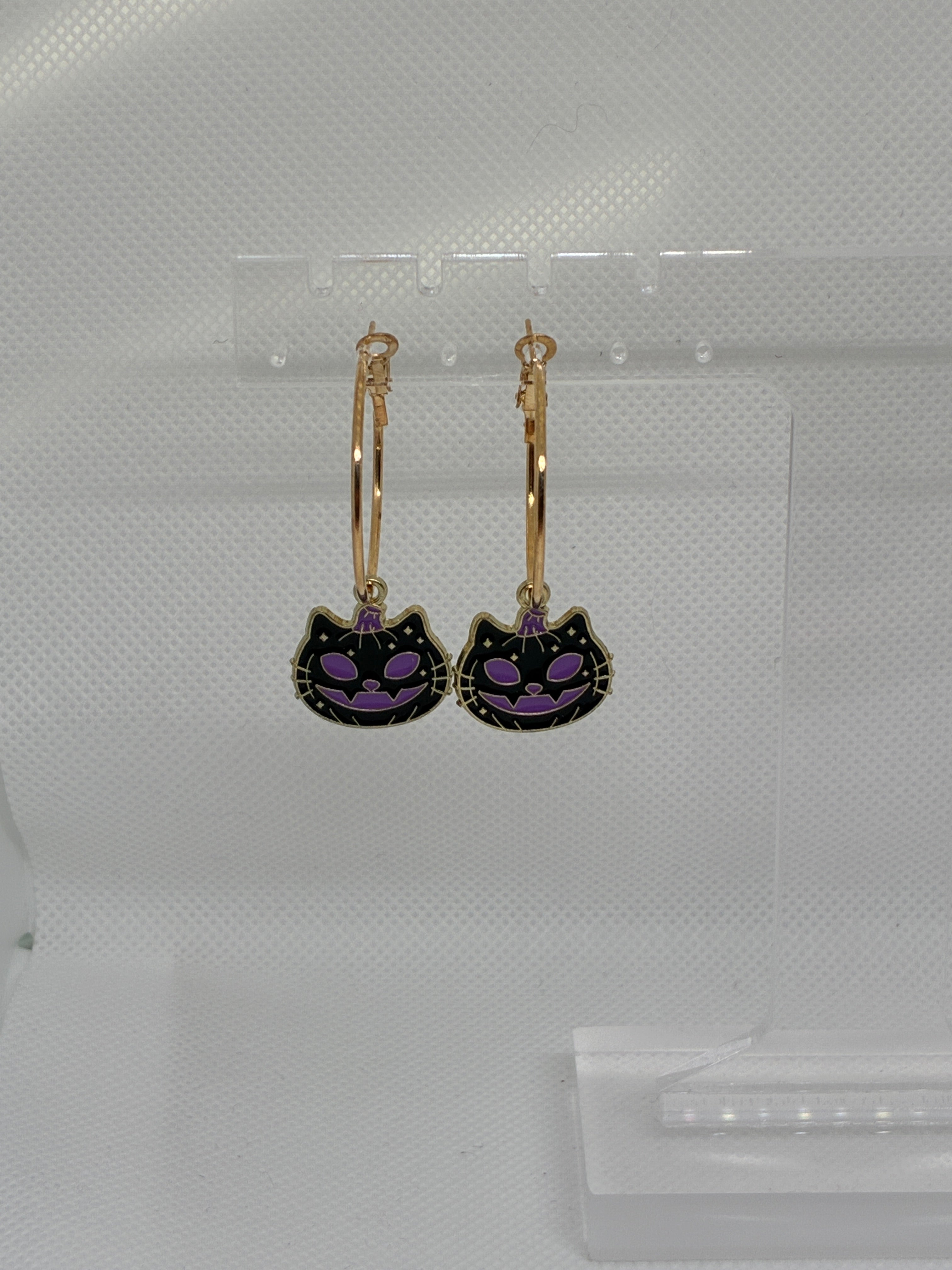 Purple Skeleton Pumpkin Cat Hoops