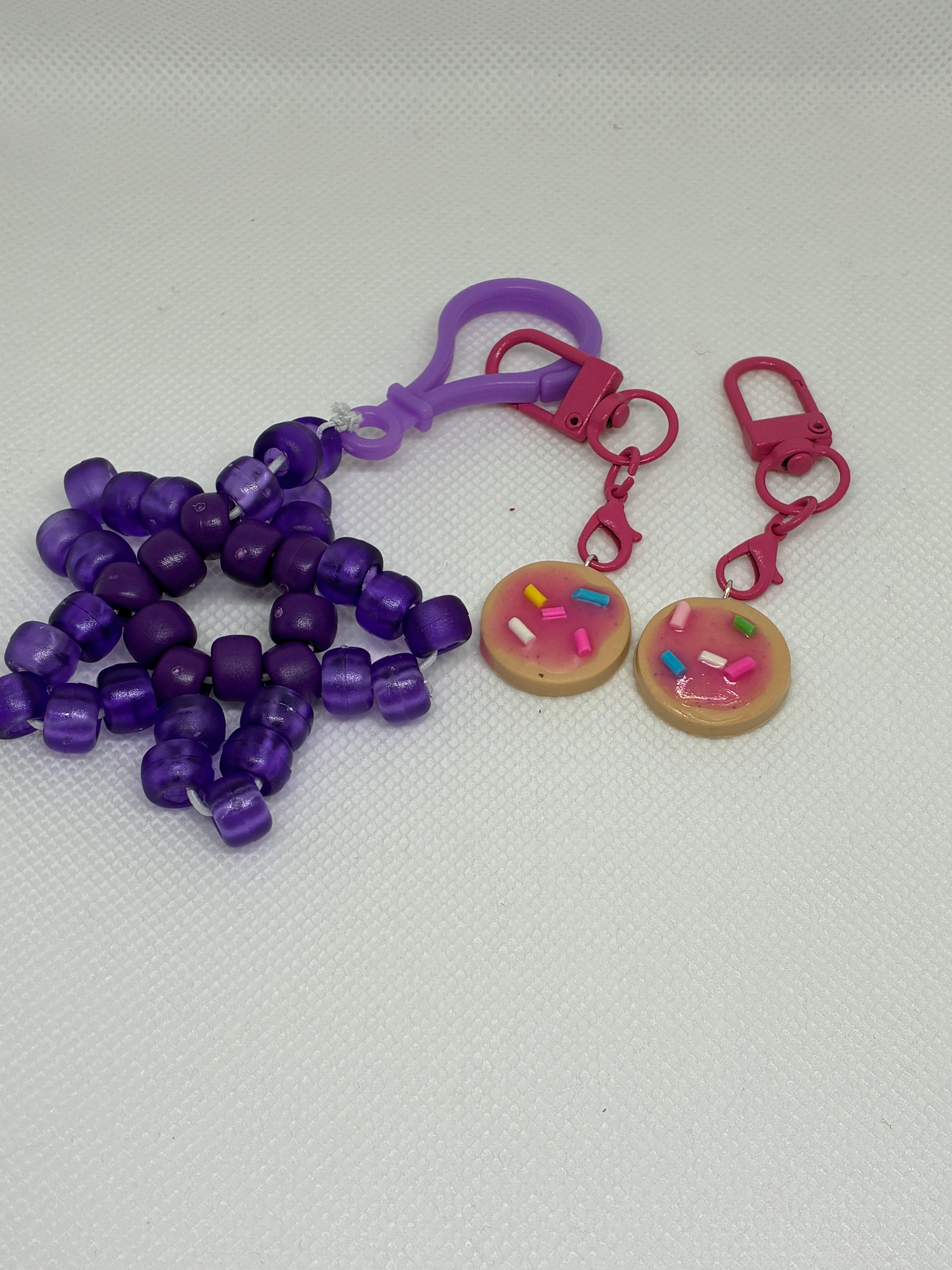 Pink Clay Cookie Keychain