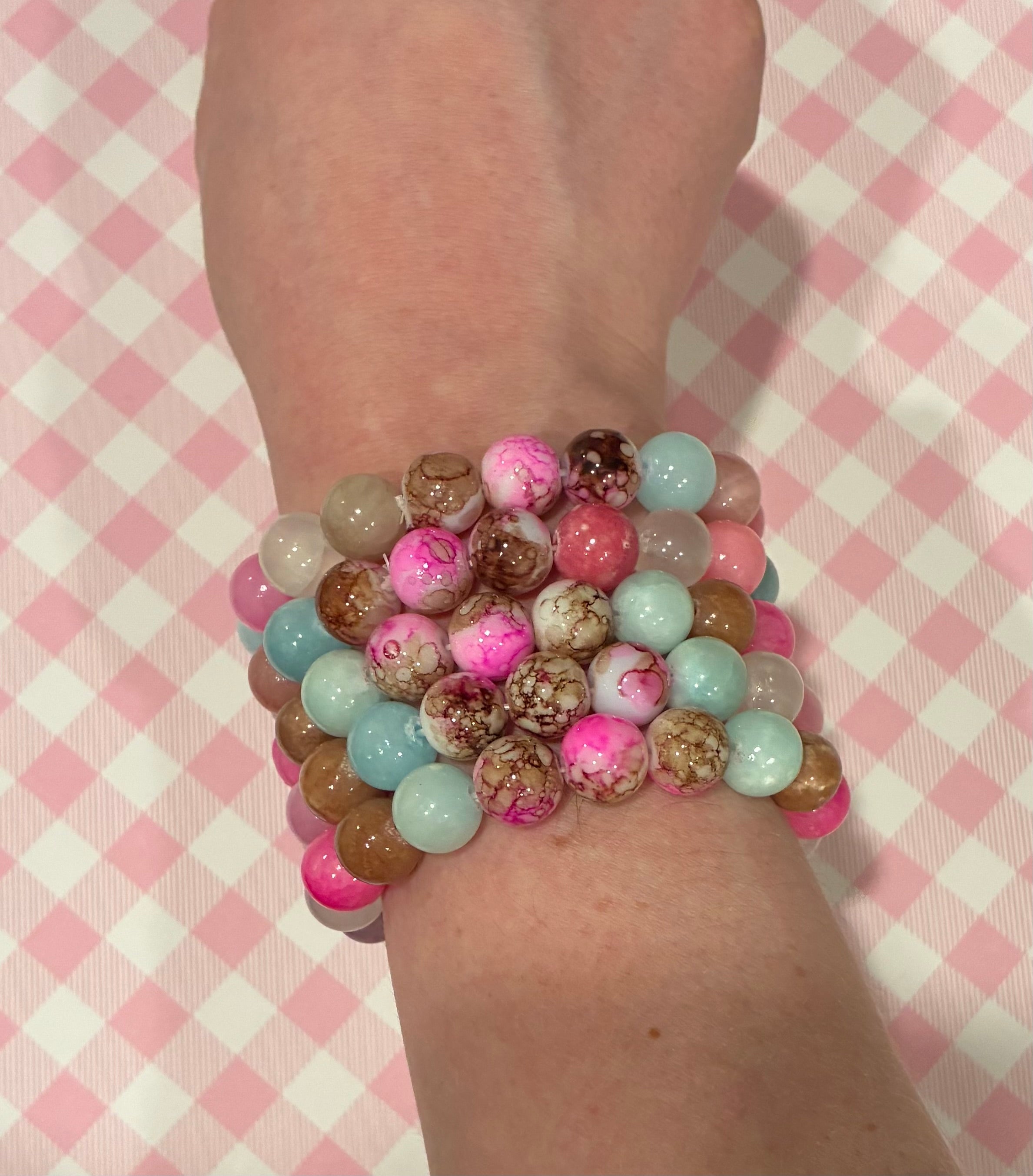 Neapolitan Dyed Jade Beaded Bracelet