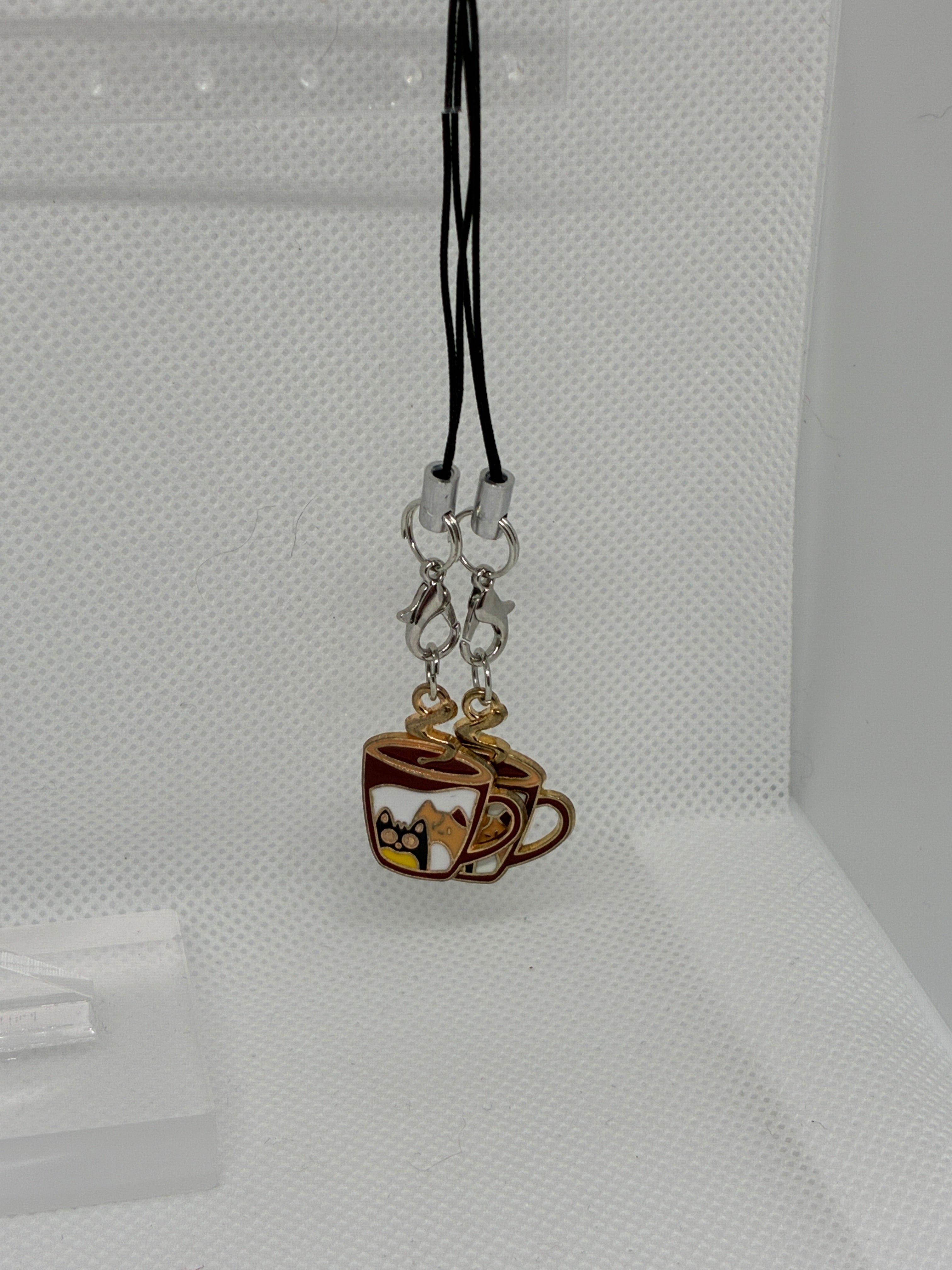 Cat Espresso Cup Phone Charm