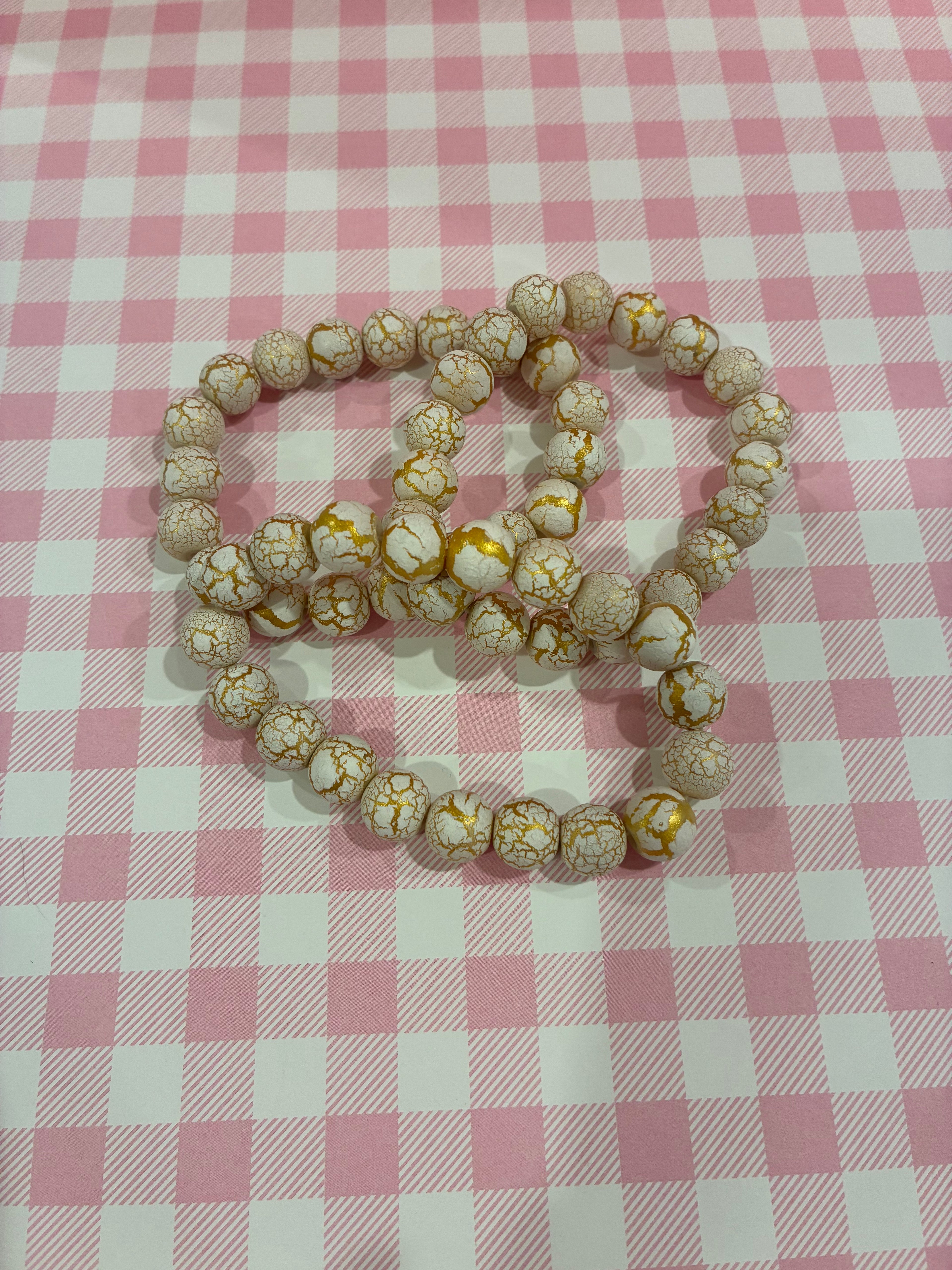 White & Gold Marble Beaded Bracelet