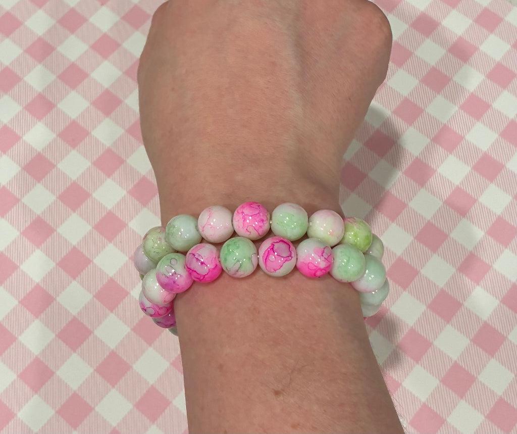 Poison Ivy Dyed Jade Beaded Bracelet