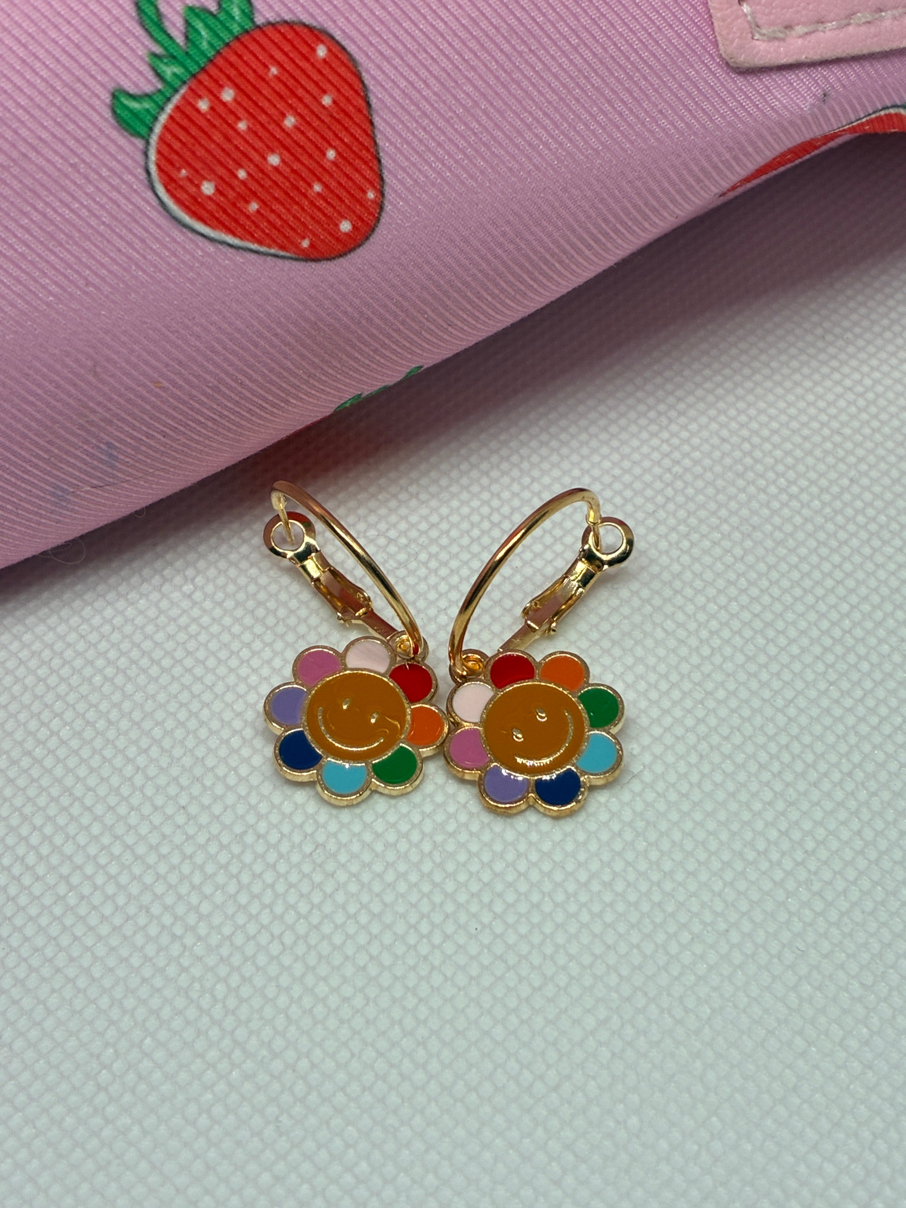 Rainbow Flower Hoops