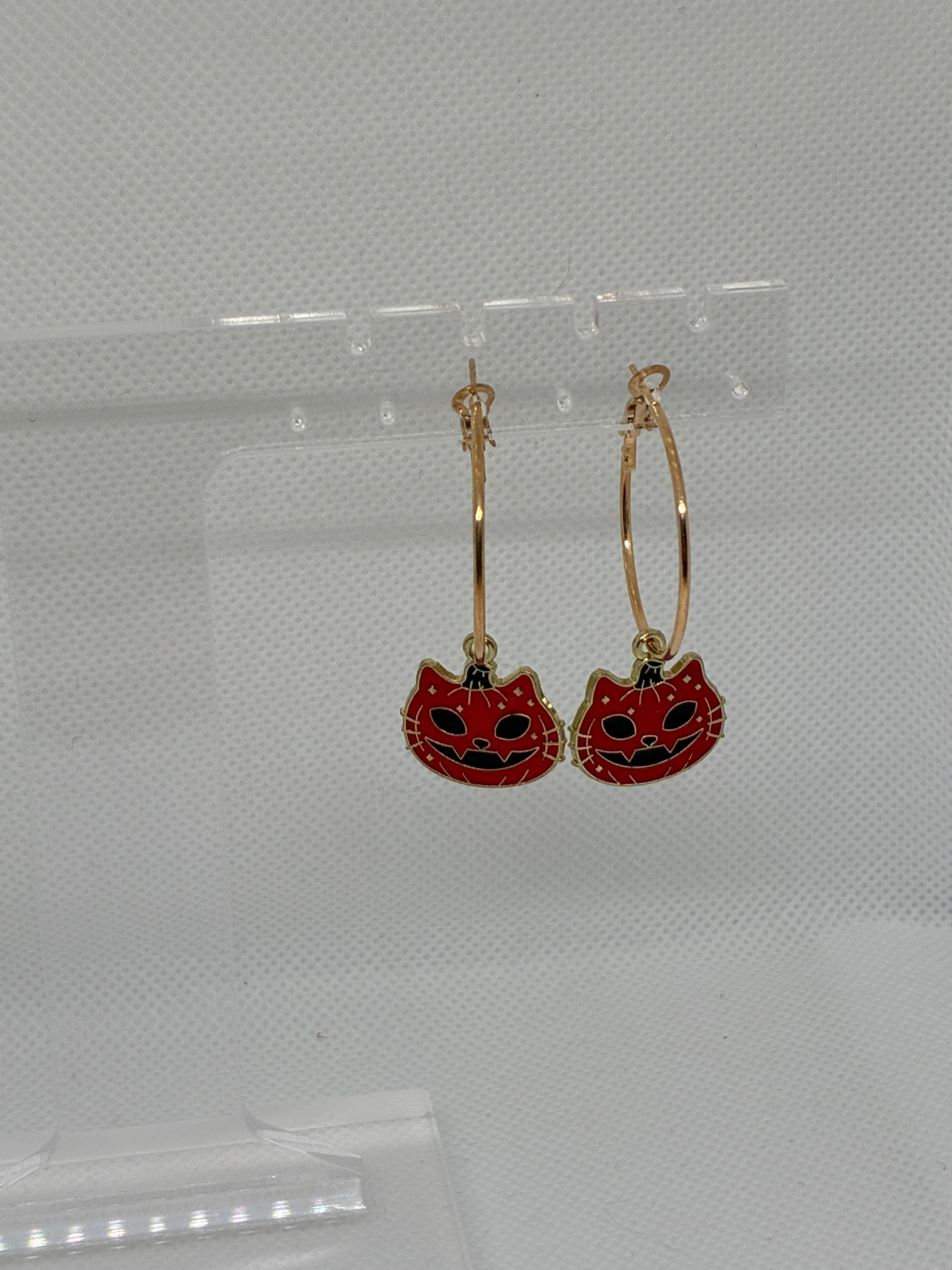 Red Skull Pumpkin Cat Hoops