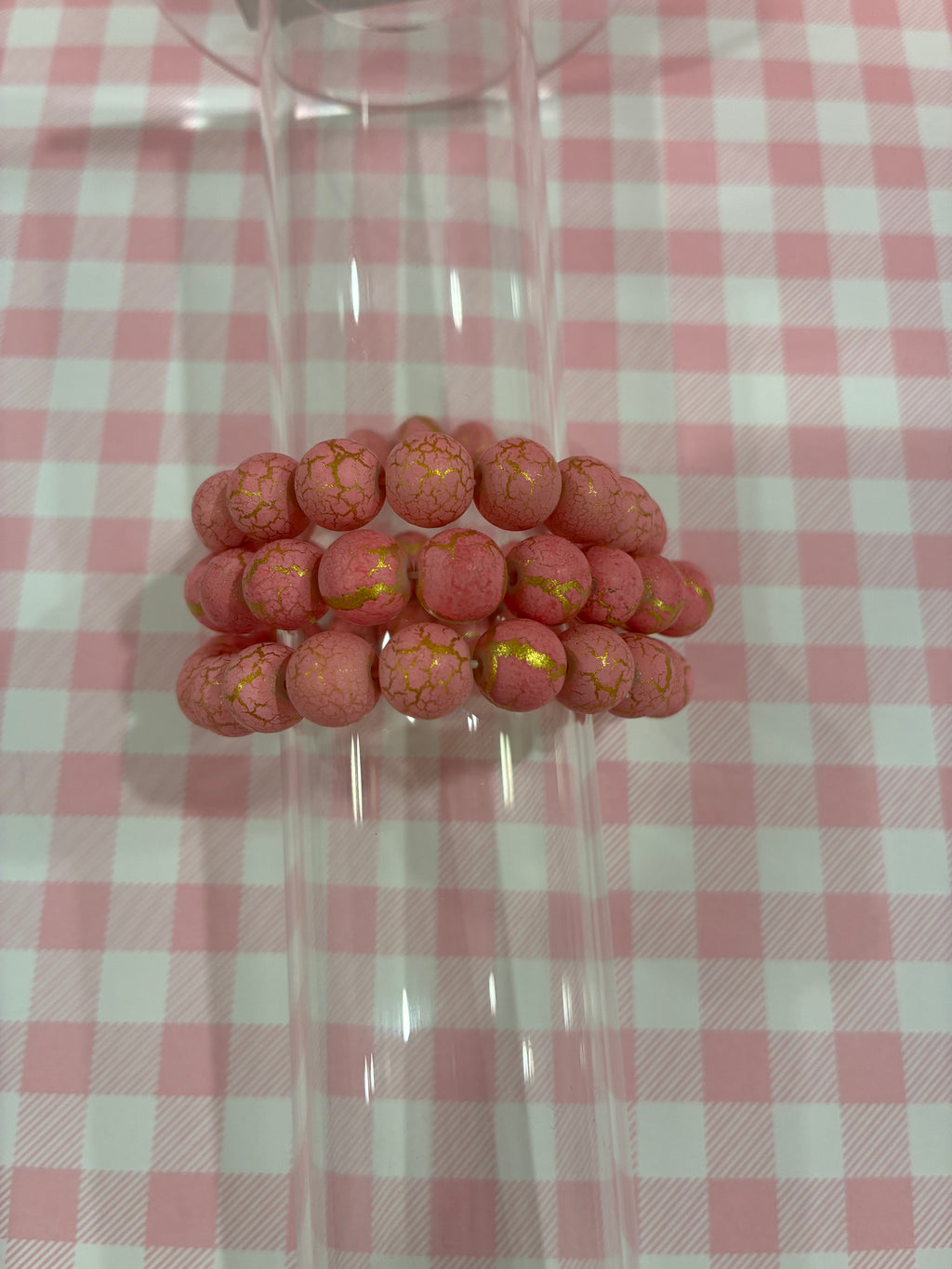 Pink & Gold Marble Beaded Bracelet