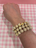 White & Gold Marble Beaded Bracelet