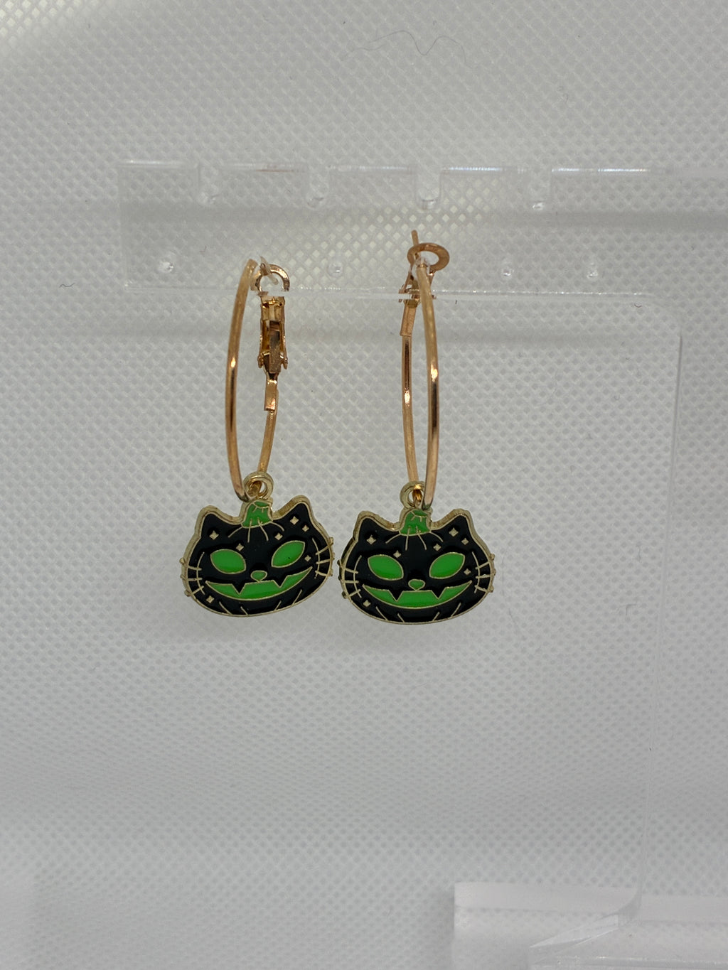 Green Skull Pumpkin Cat Hoops