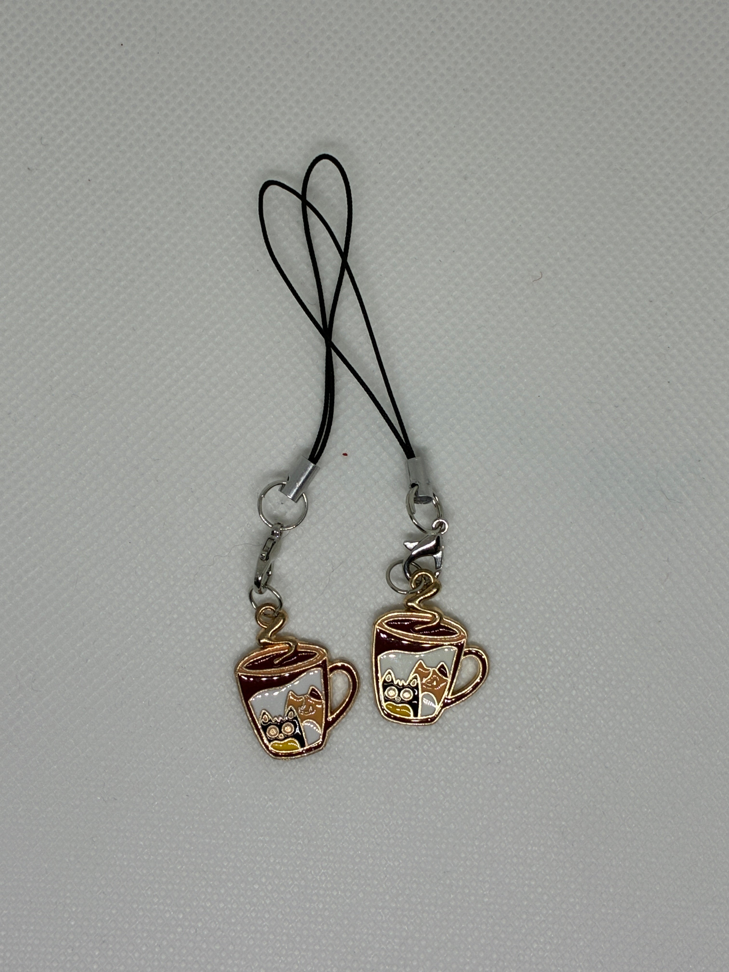 Cat Espresso Cup Phone Charm