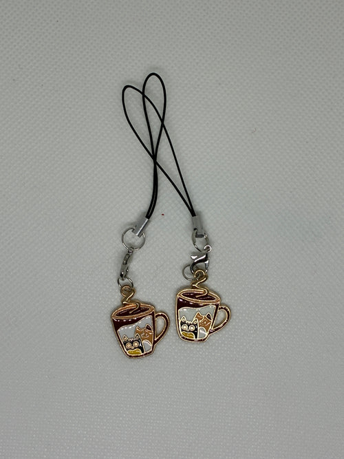 Cat Espresso Cup Phone Charm