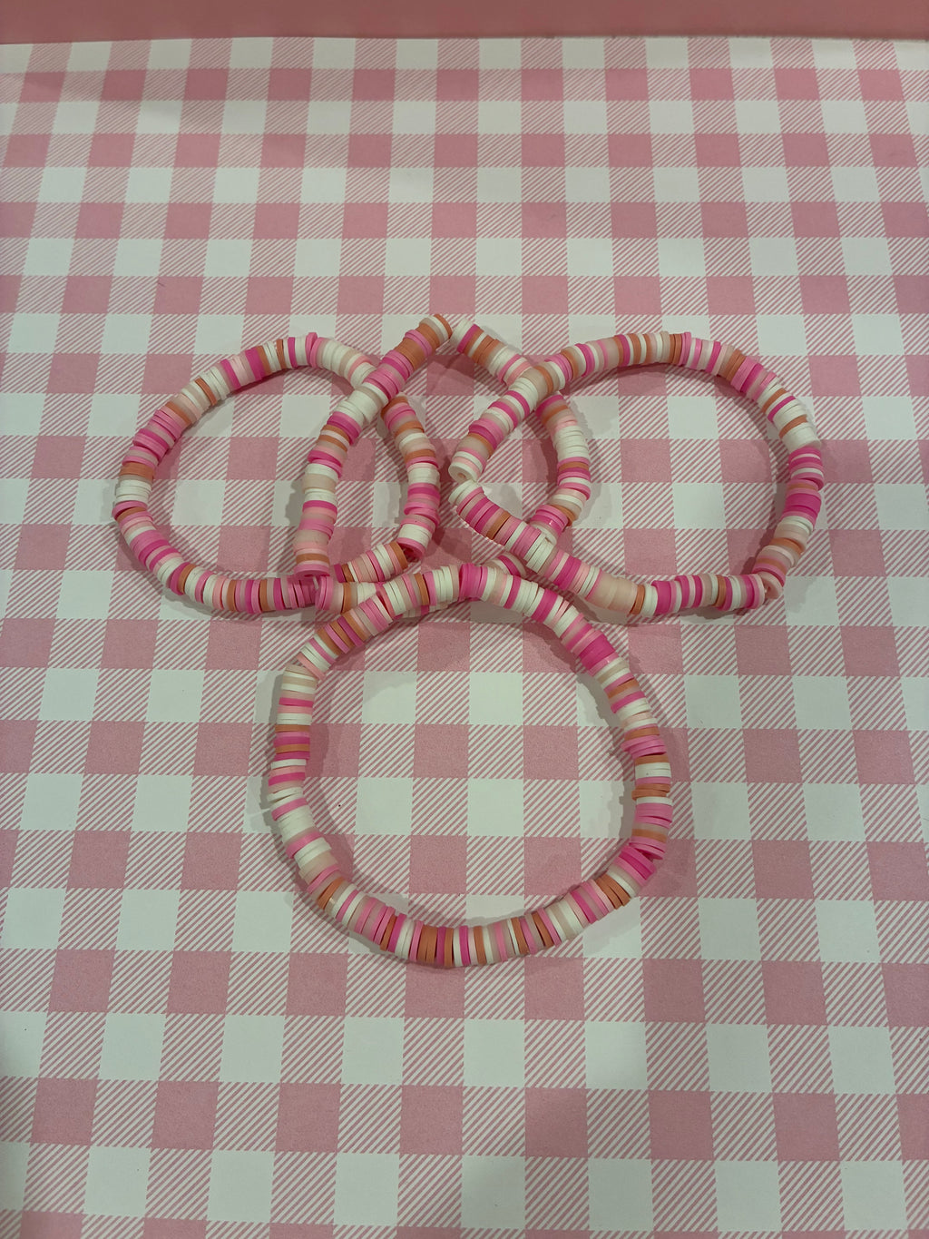 Pink Clay Bead Bracelet