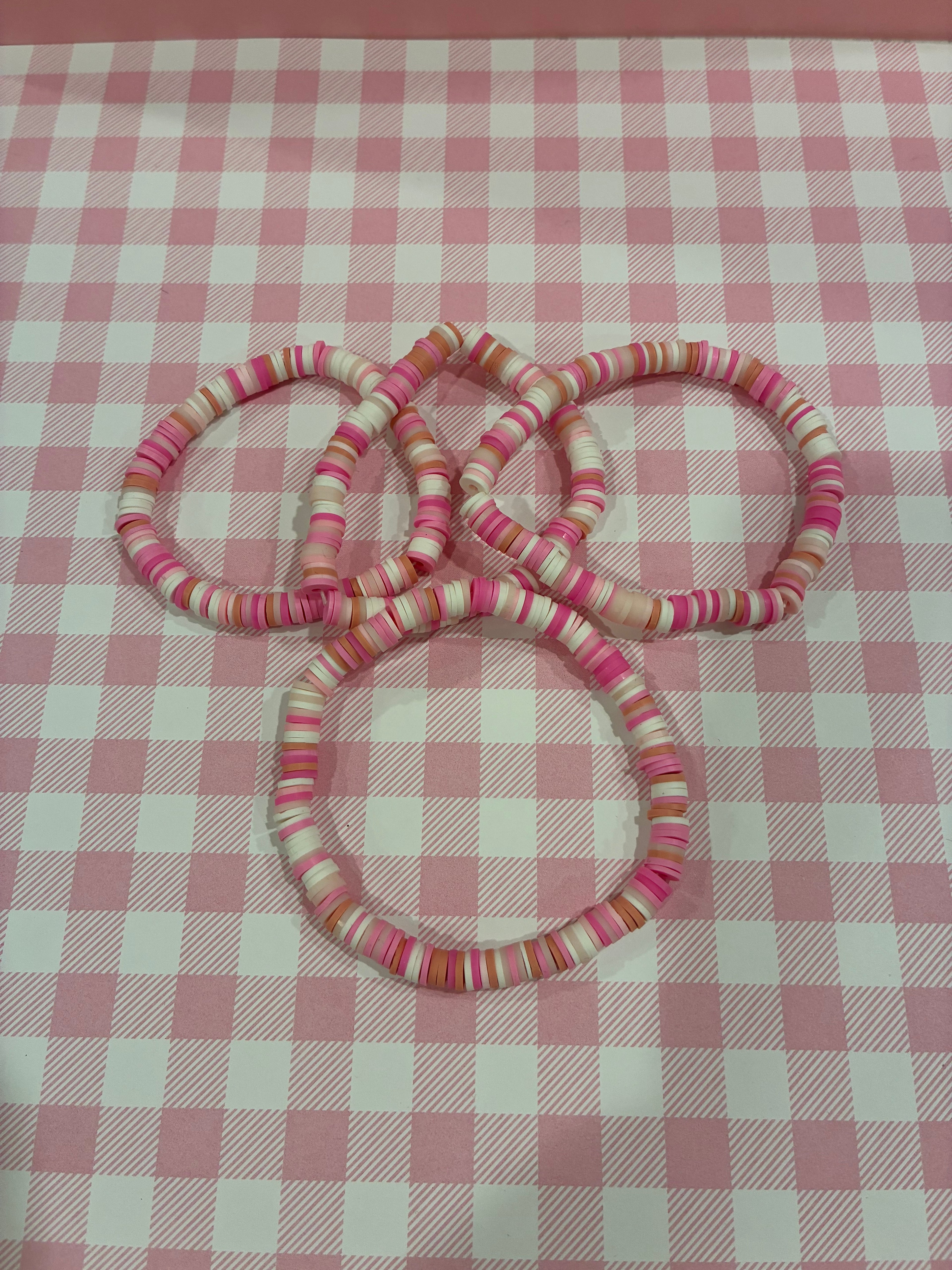 Pink Clay Bead Bracelet