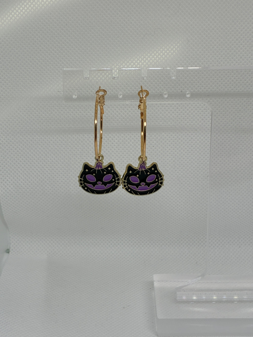 Purple Skeleton Pumpkin Cat Hoops
