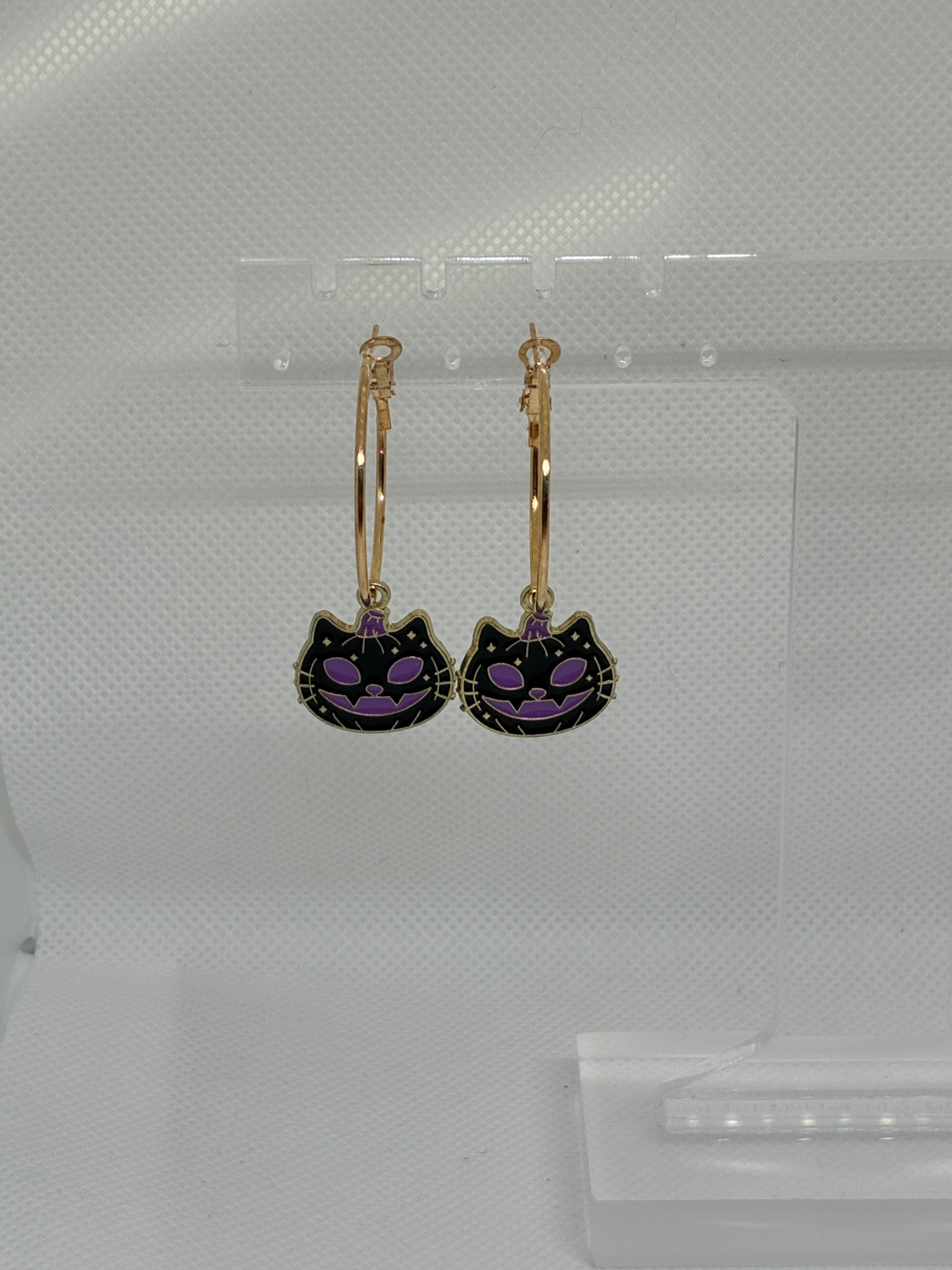 Purple Skeleton Pumpkin Cat Hoops