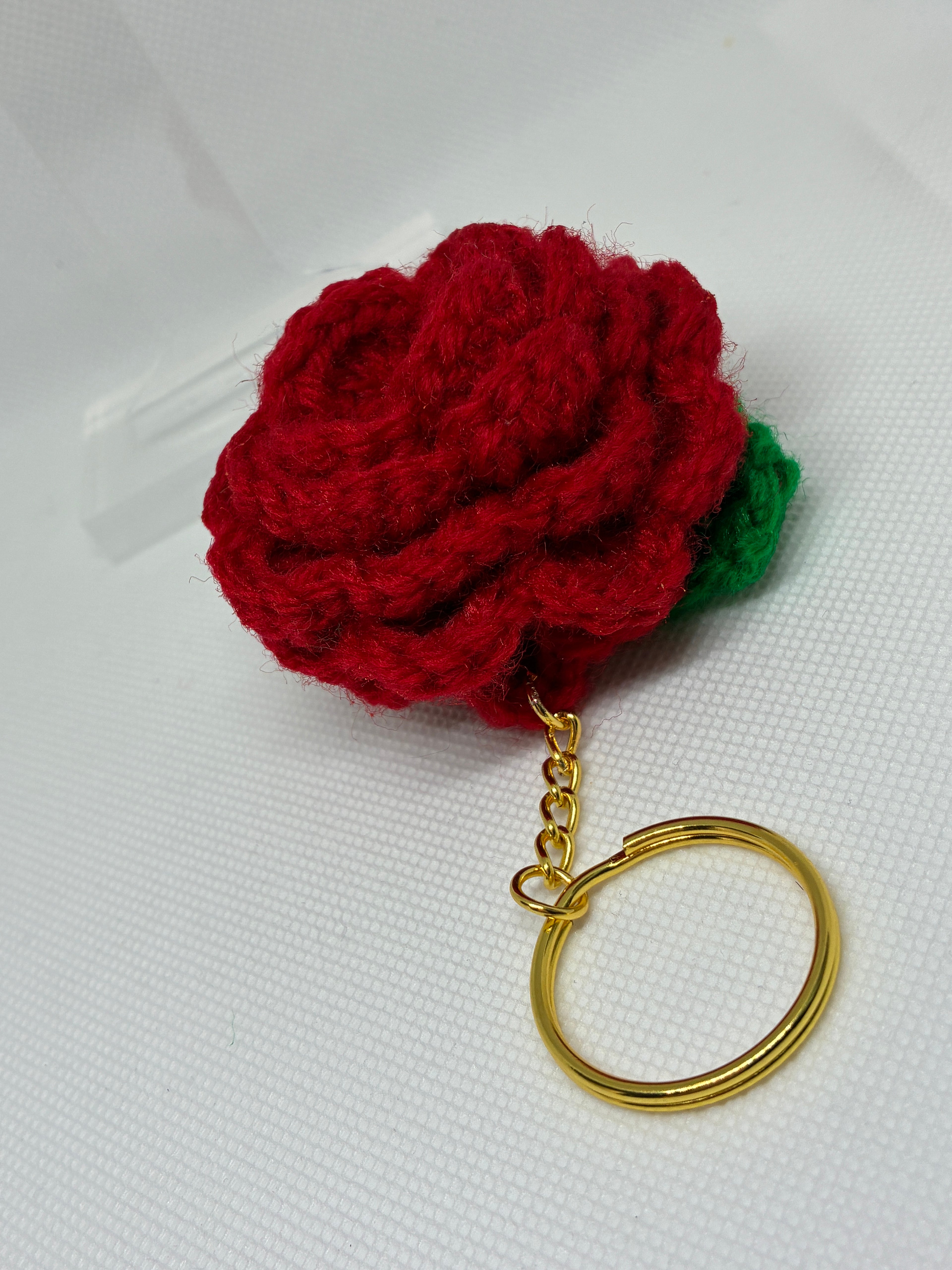 Crochet Rose Keychain