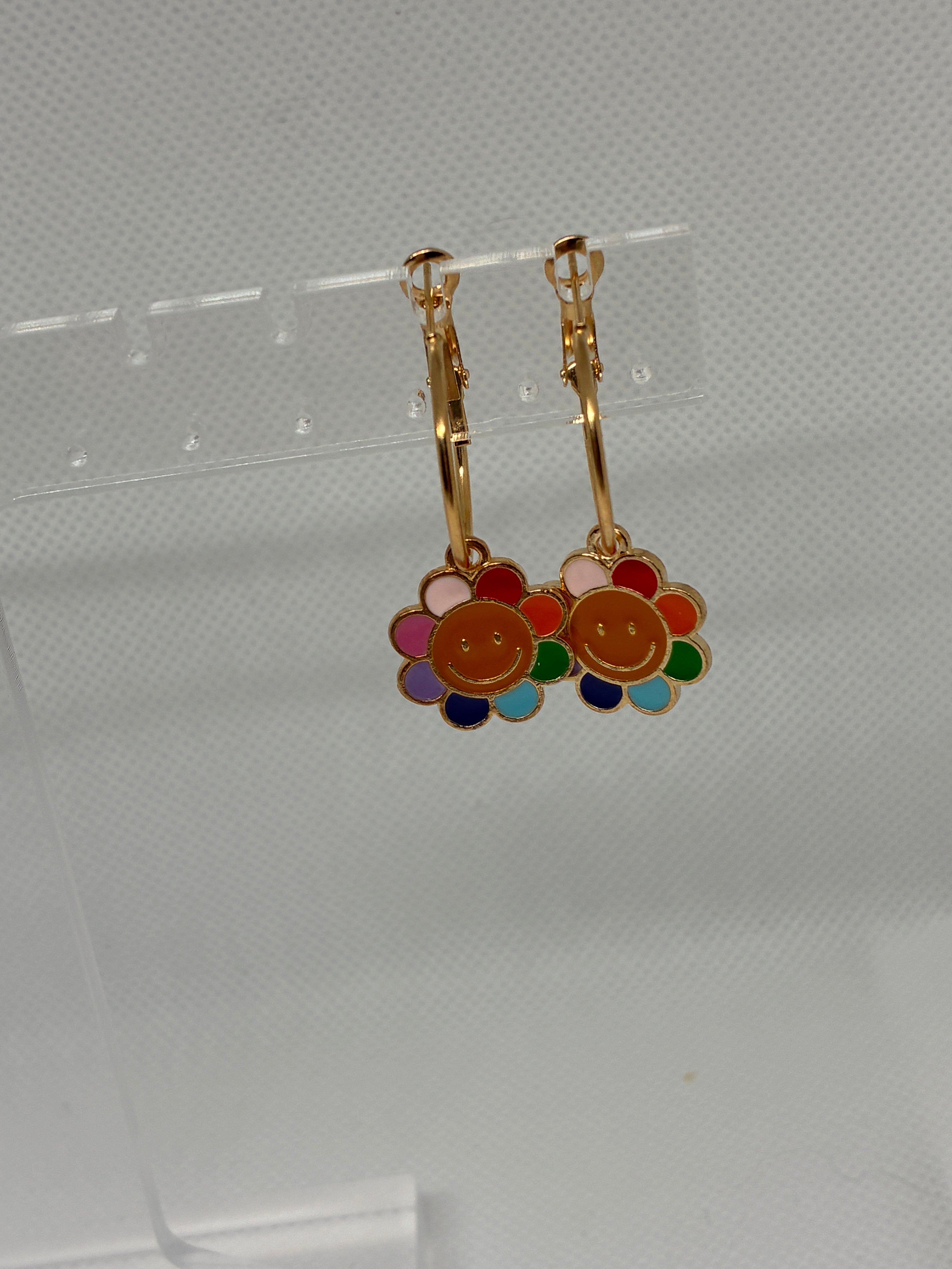 Rainbow Flower Hoops