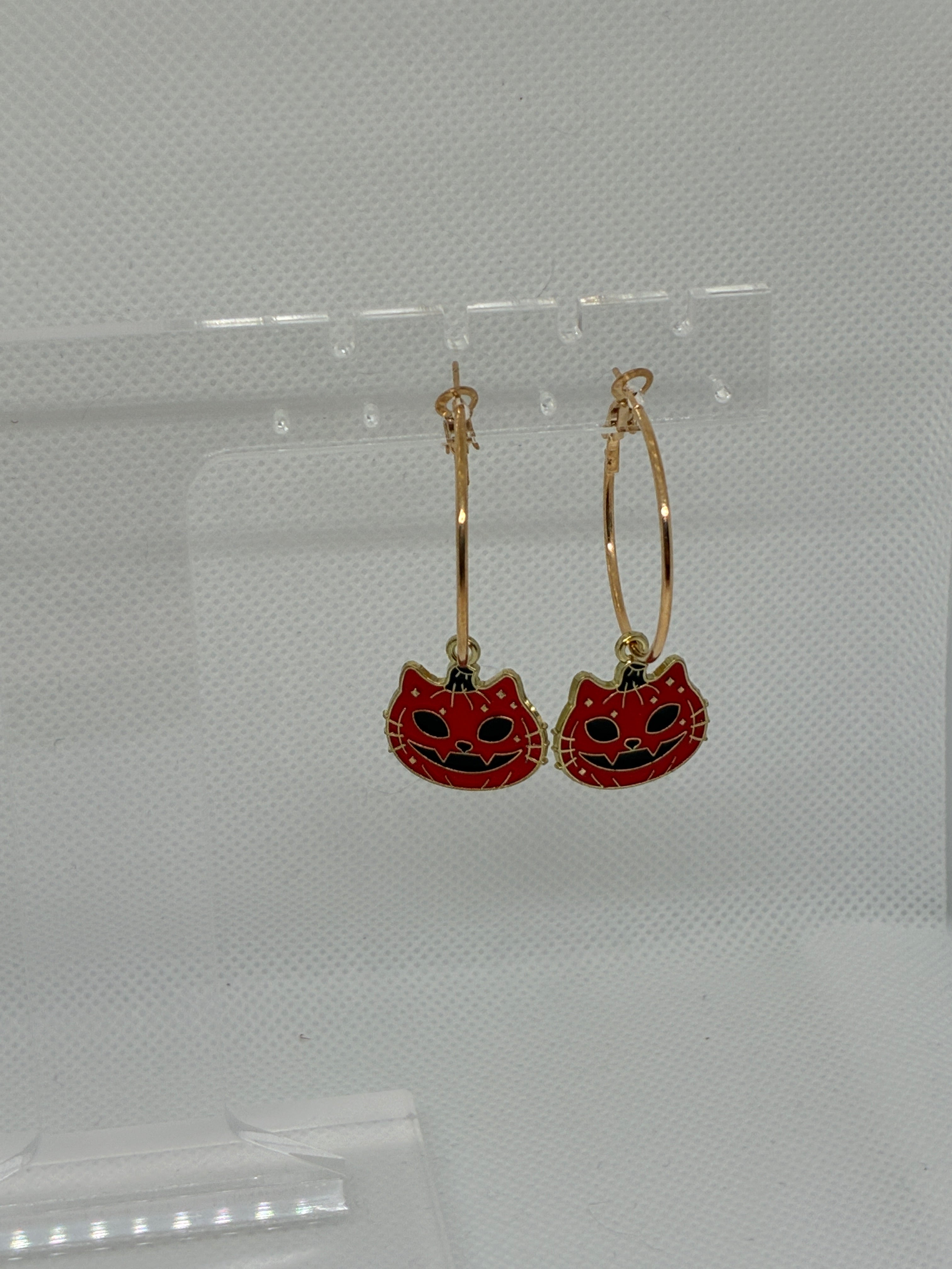 Red Skull Pumpkin Cat Hoops