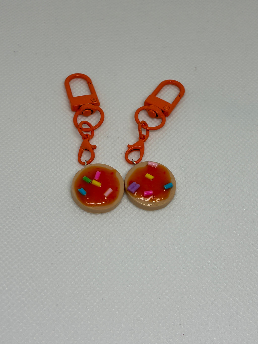 Orange Clay Cookie Keychain