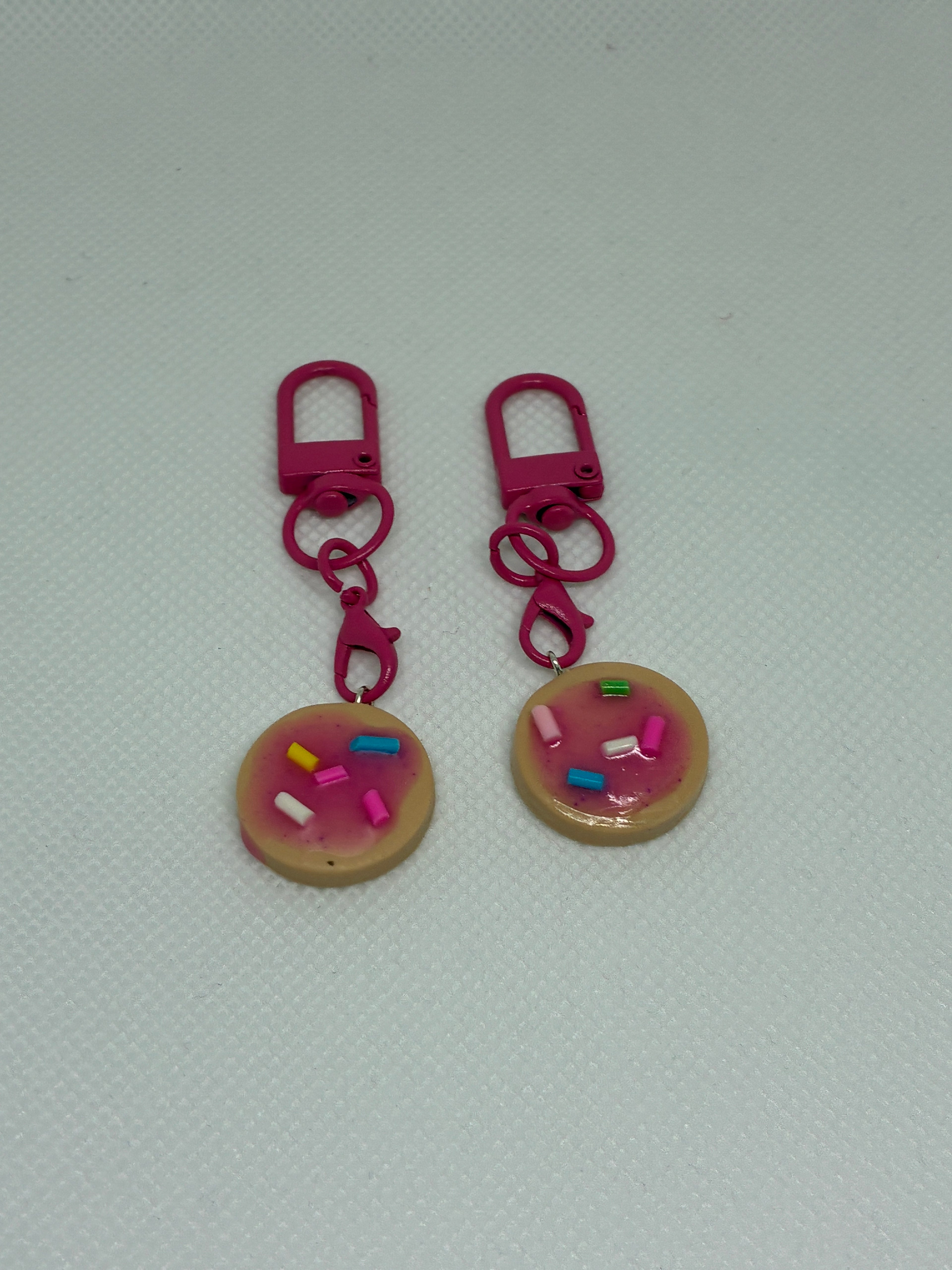 Pink Clay Cookie Keychain