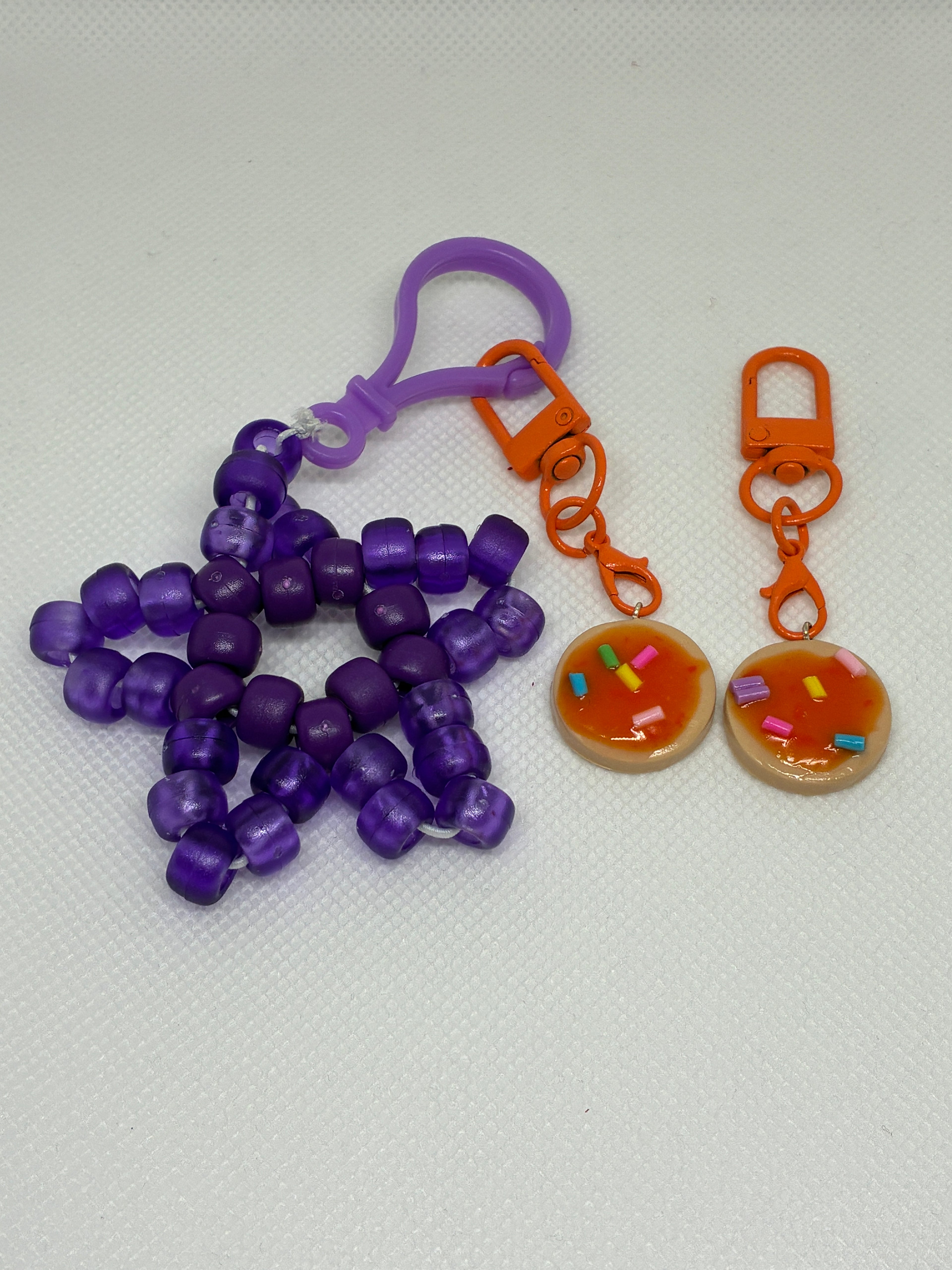 Orange Clay Cookie Keychain
