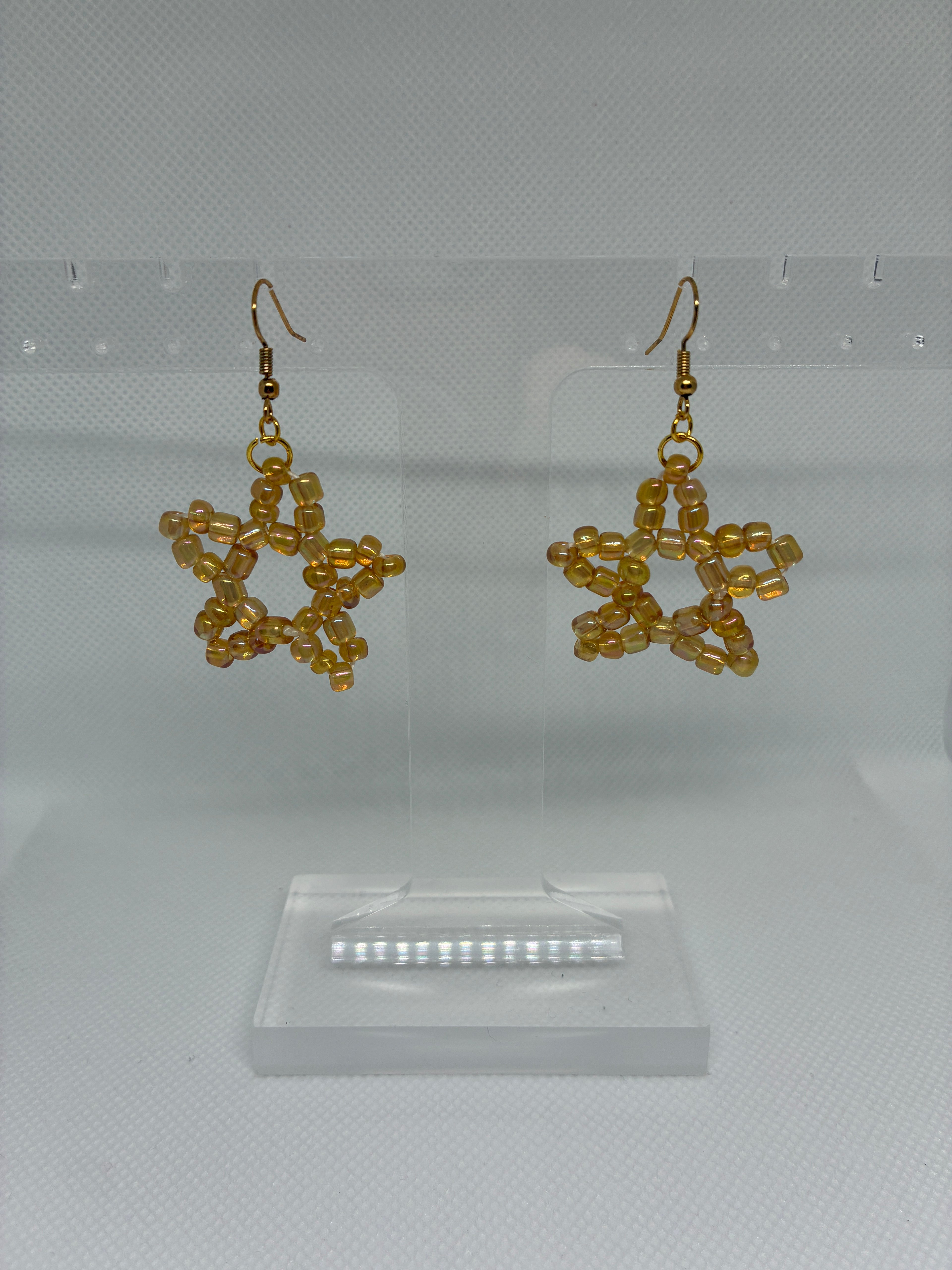 Golden Star Glass Bead Earrings