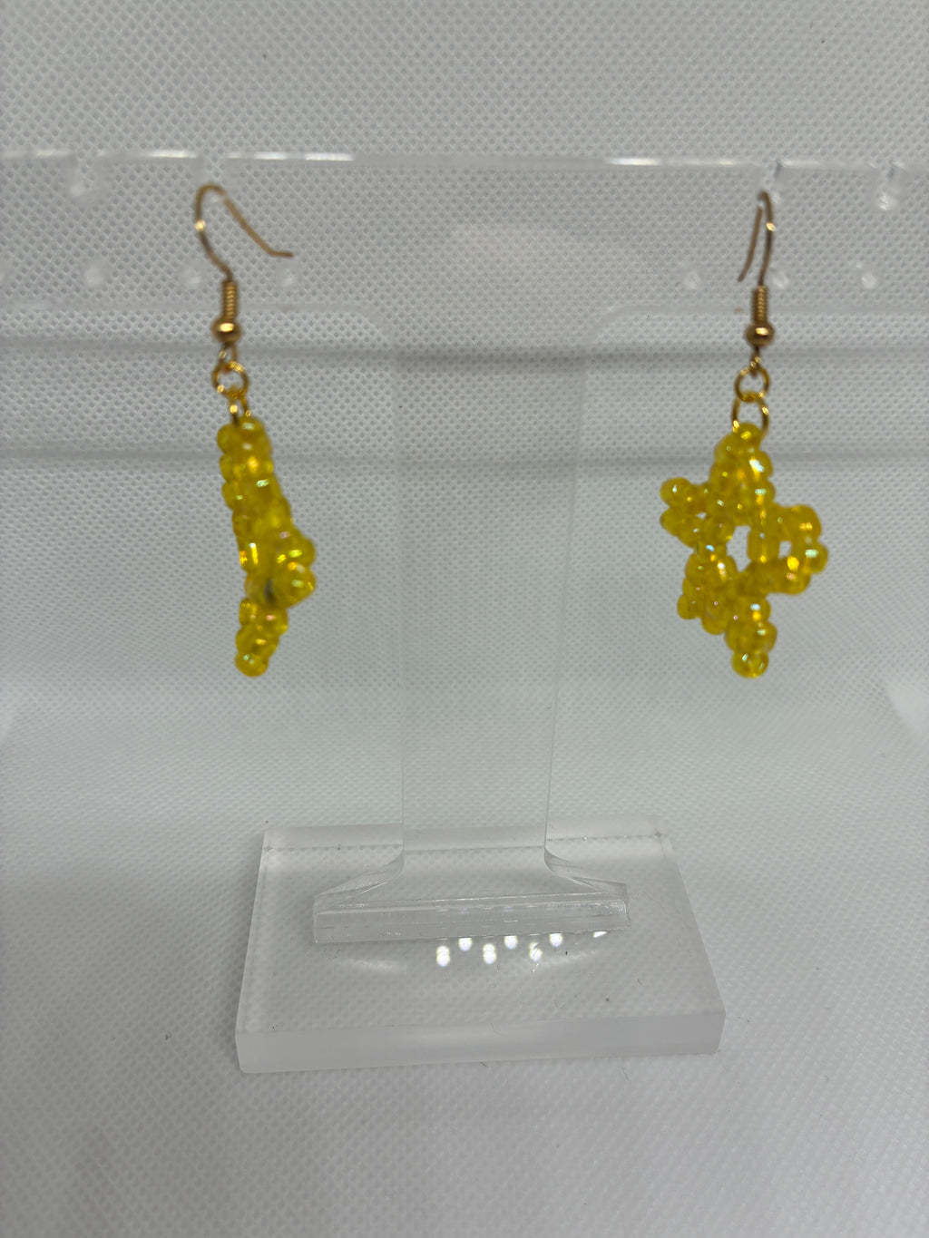 Yellow Star Glass Bead Earrings