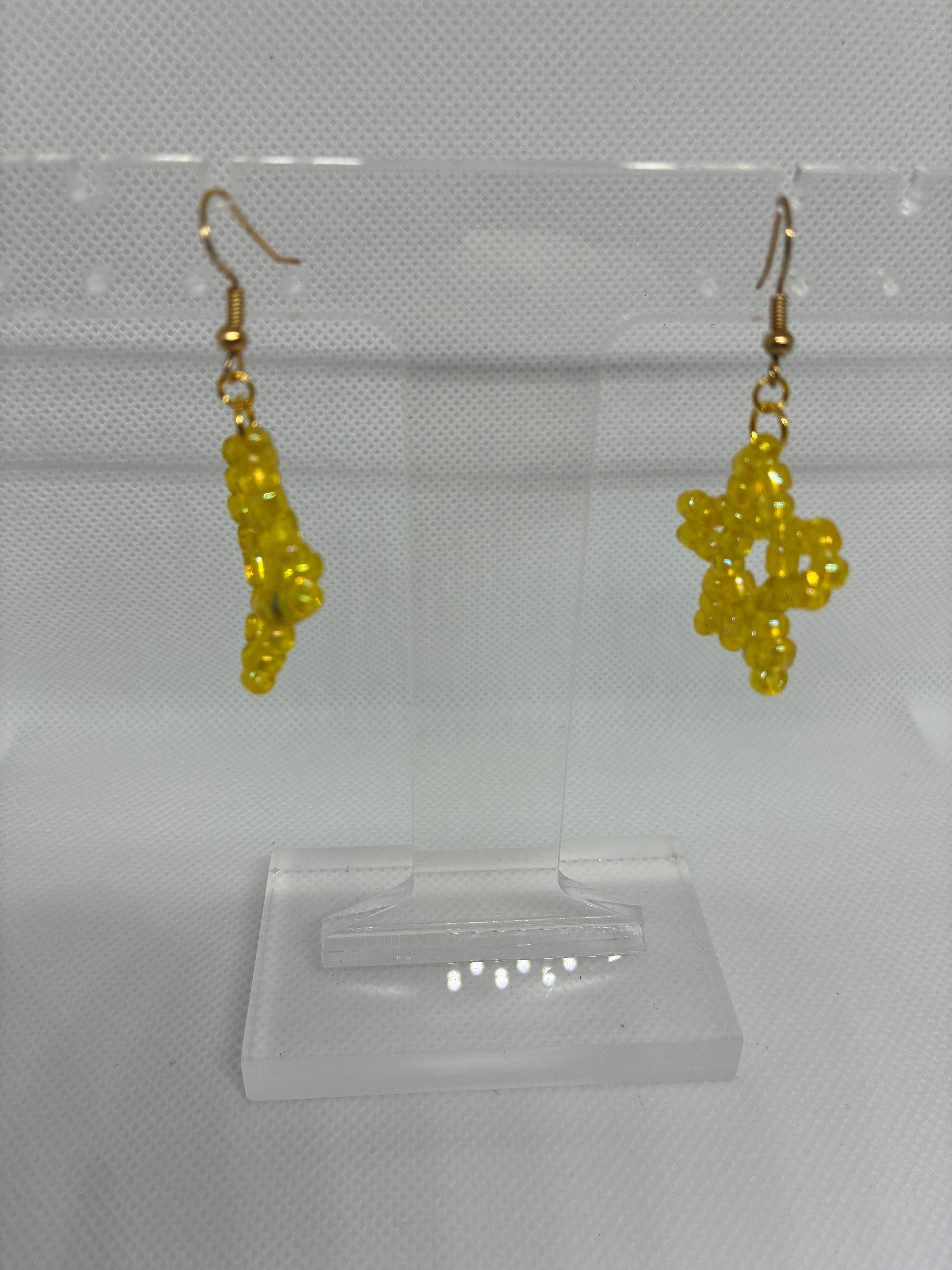 Yellow Star Glass Bead Earrings