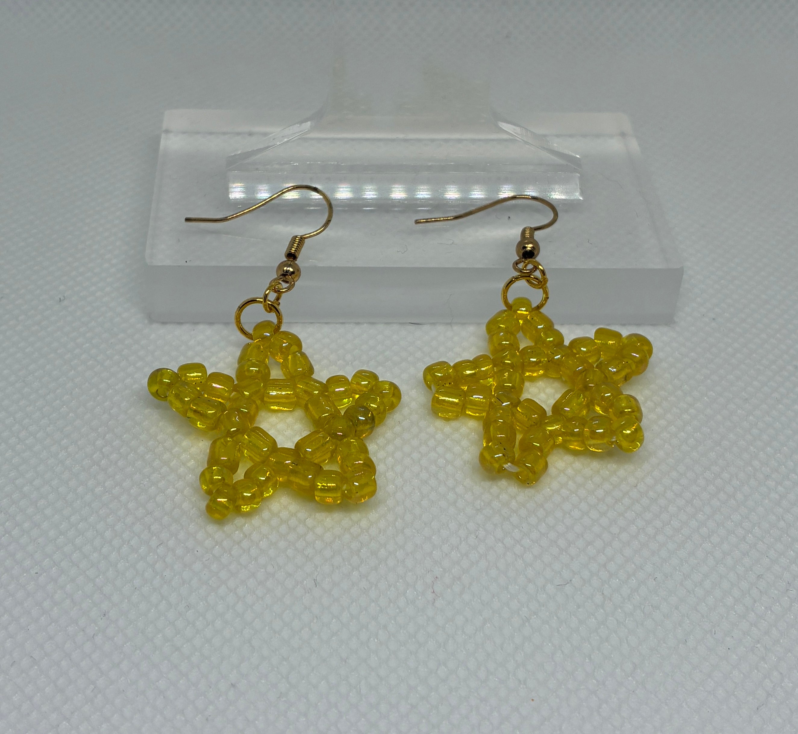 Yellow Star Glass Bead Earrings