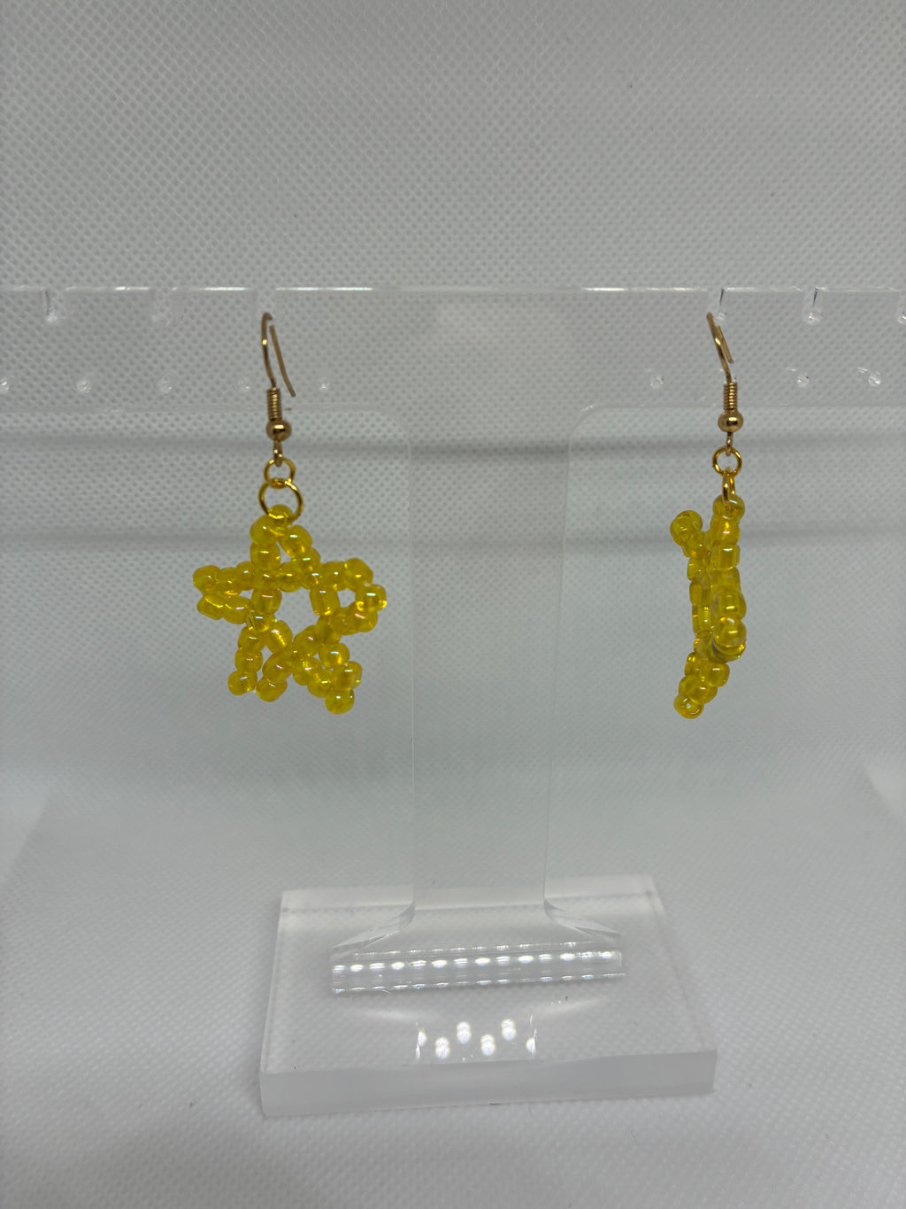 Yellow Star Glass Bead Earrings