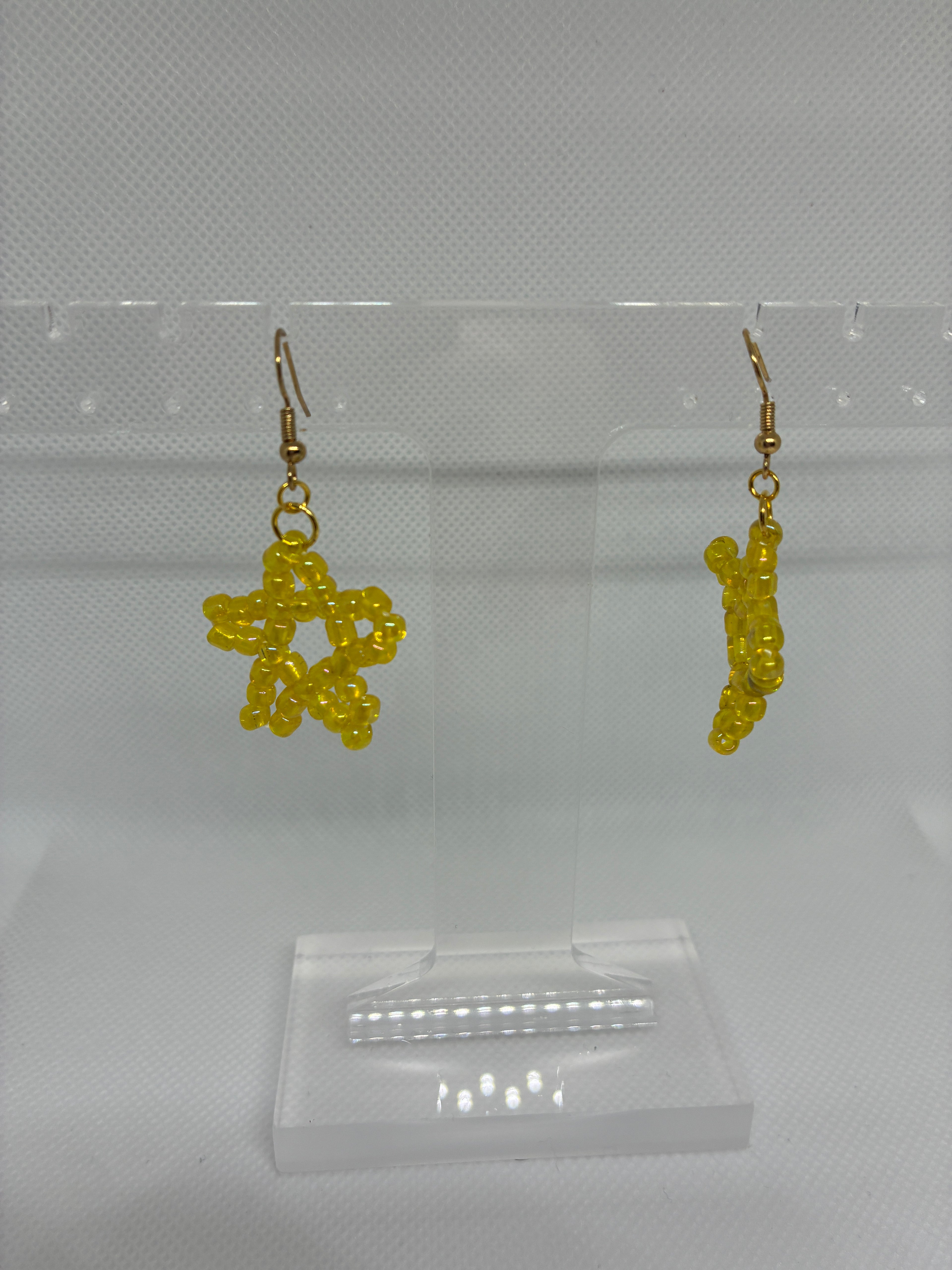 Yellow Star Glass Bead Earrings