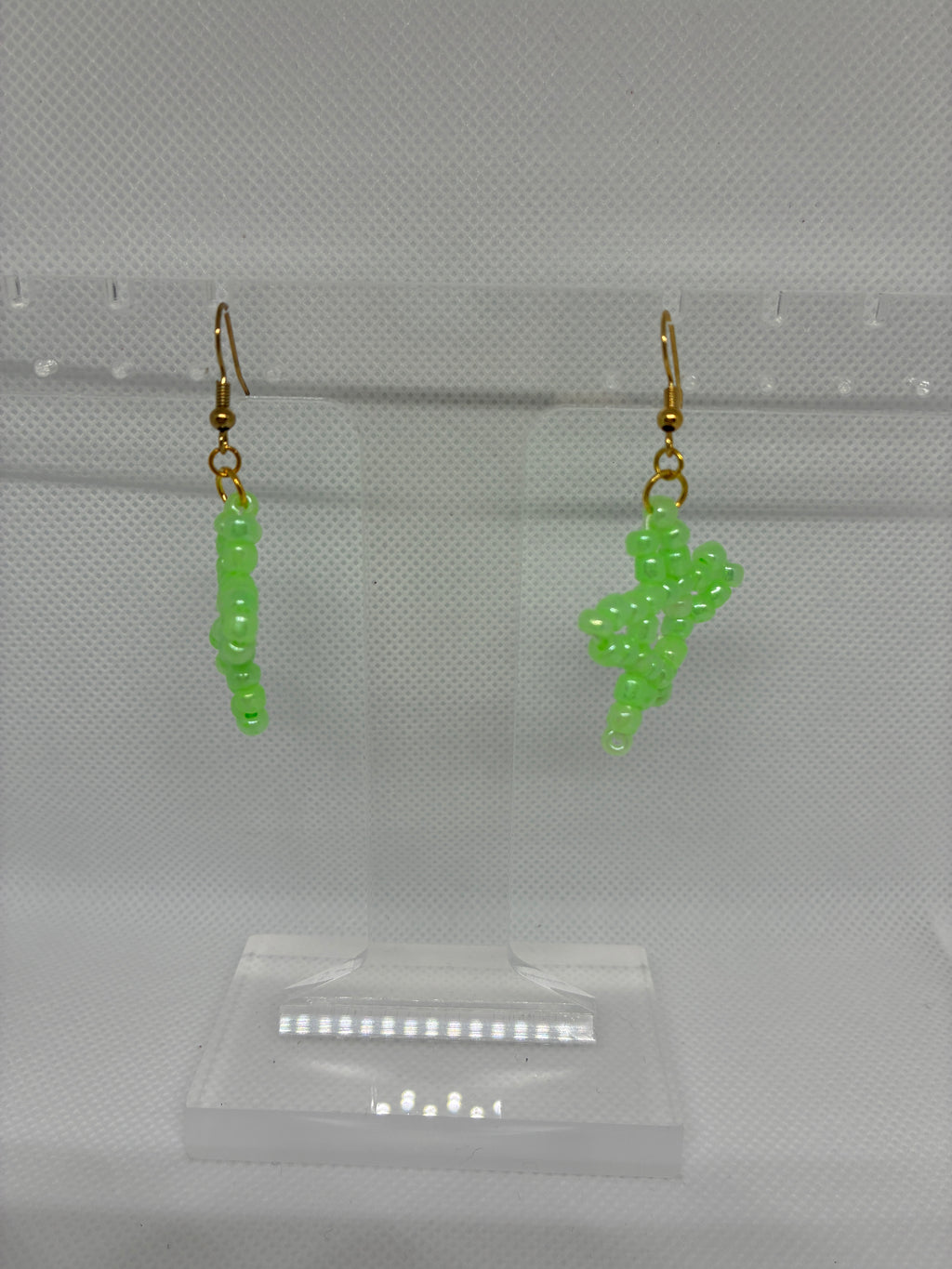 Neon Green Star Glass Bead Earrings