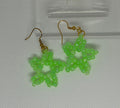 Neon Green Star Glass Bead Earrings