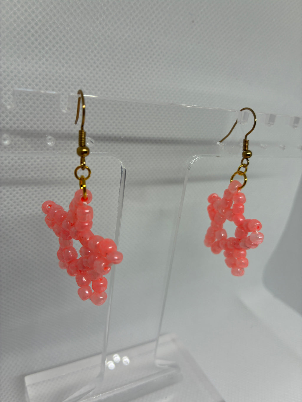 Salmon Star Glass Bead Earrings