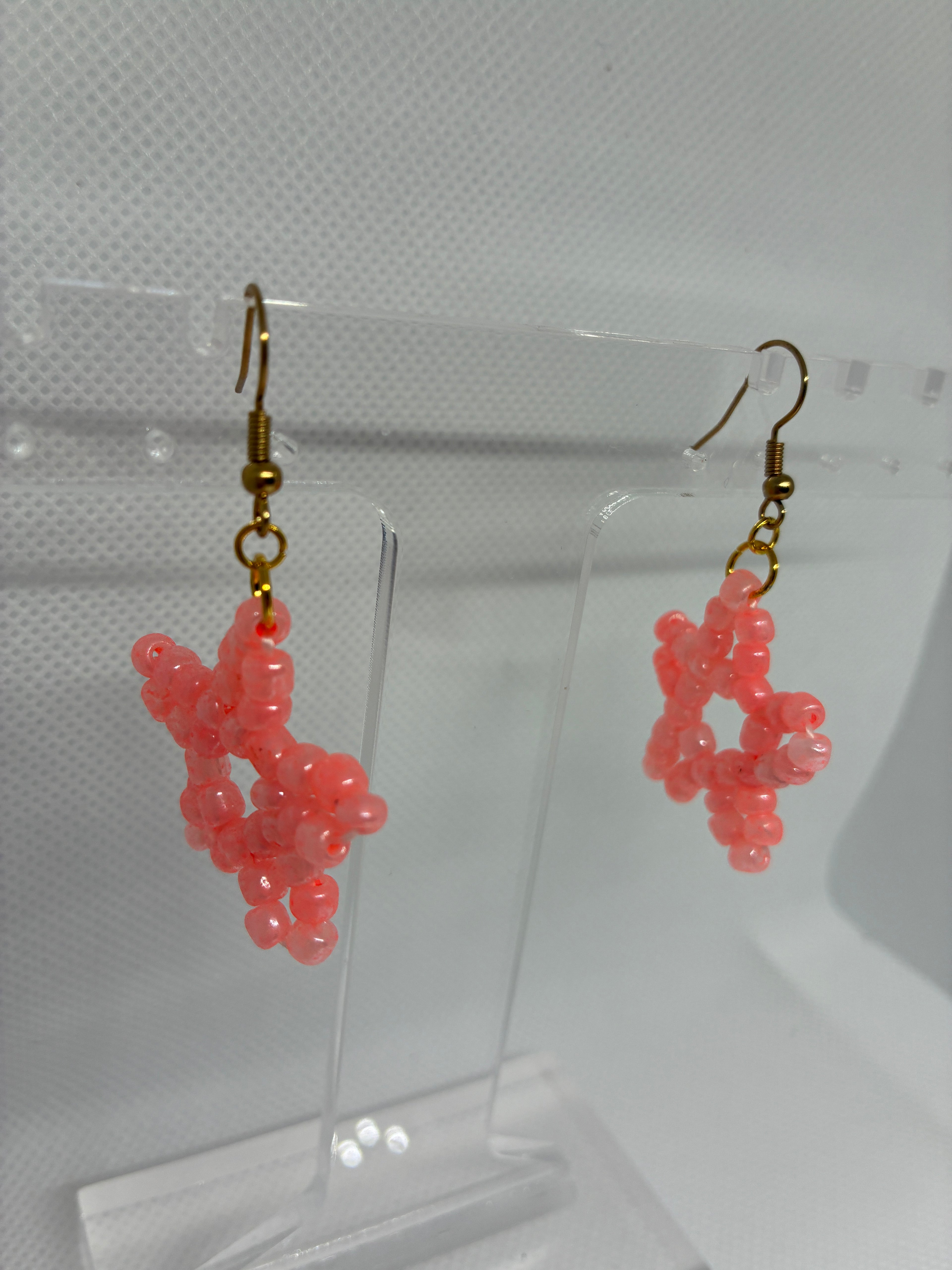 Salmon Star Glass Bead Earrings