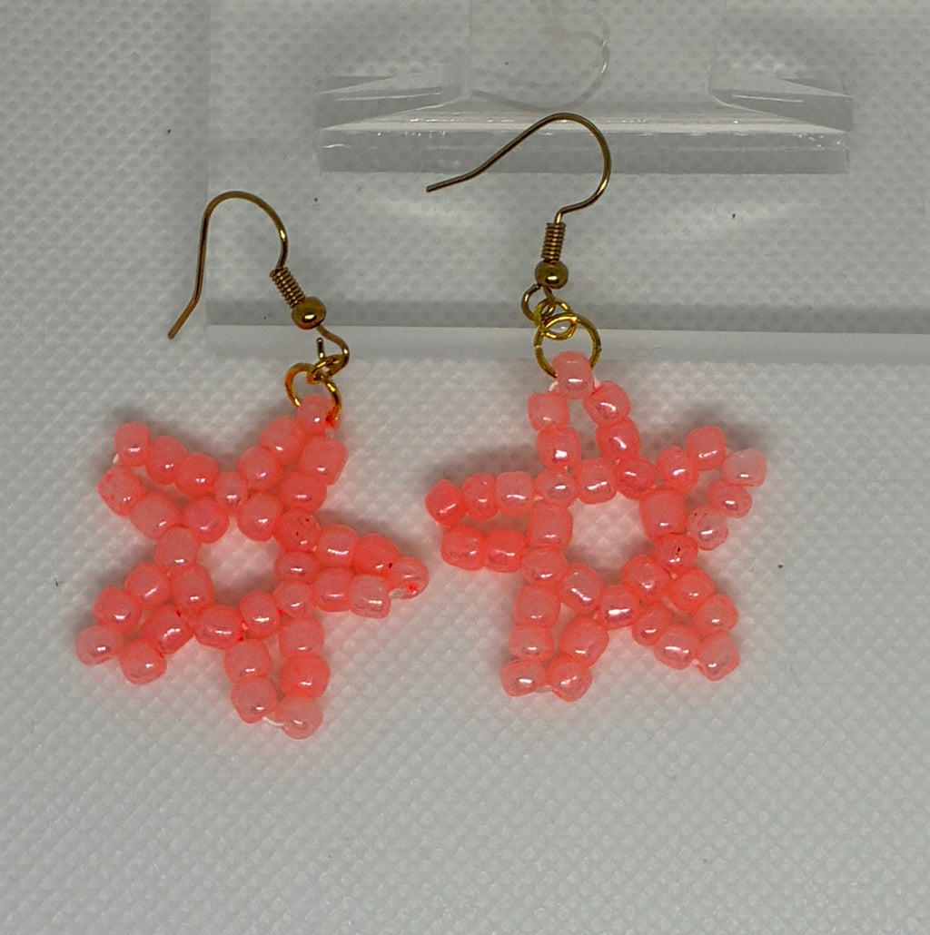 Salmon Star Glass Bead Earrings