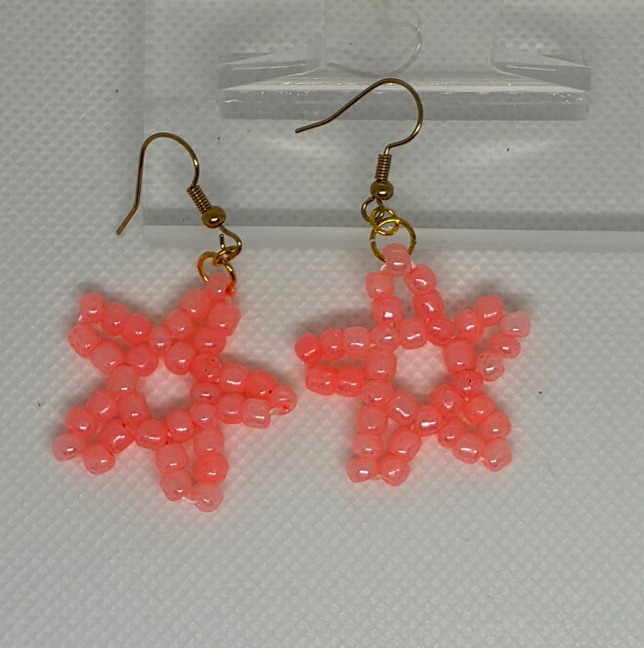Salmon Star Glass Bead Earrings